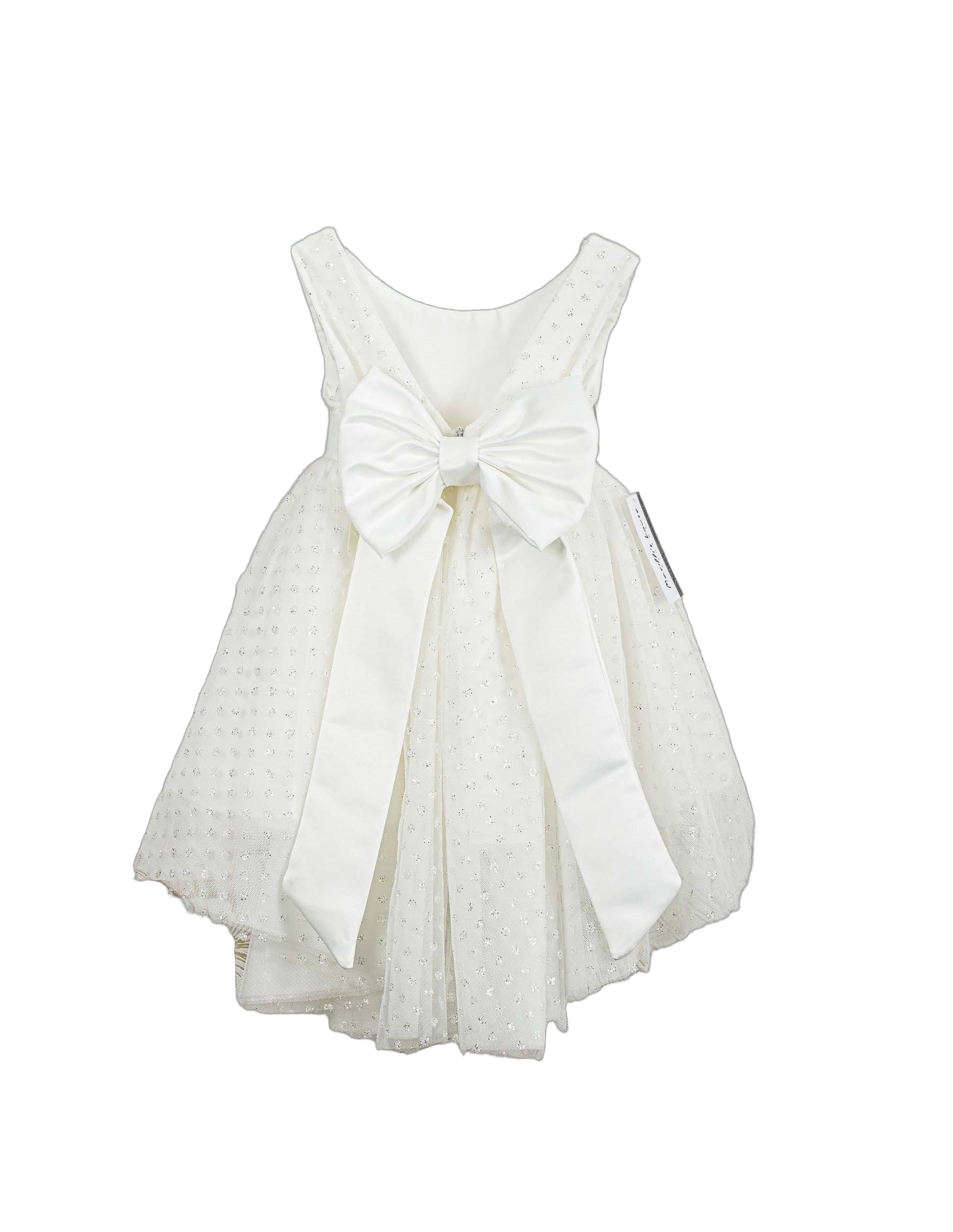 Βαπτιστικό Φόρεμα Πουά Ανάγλυφο - Λευκό - 2