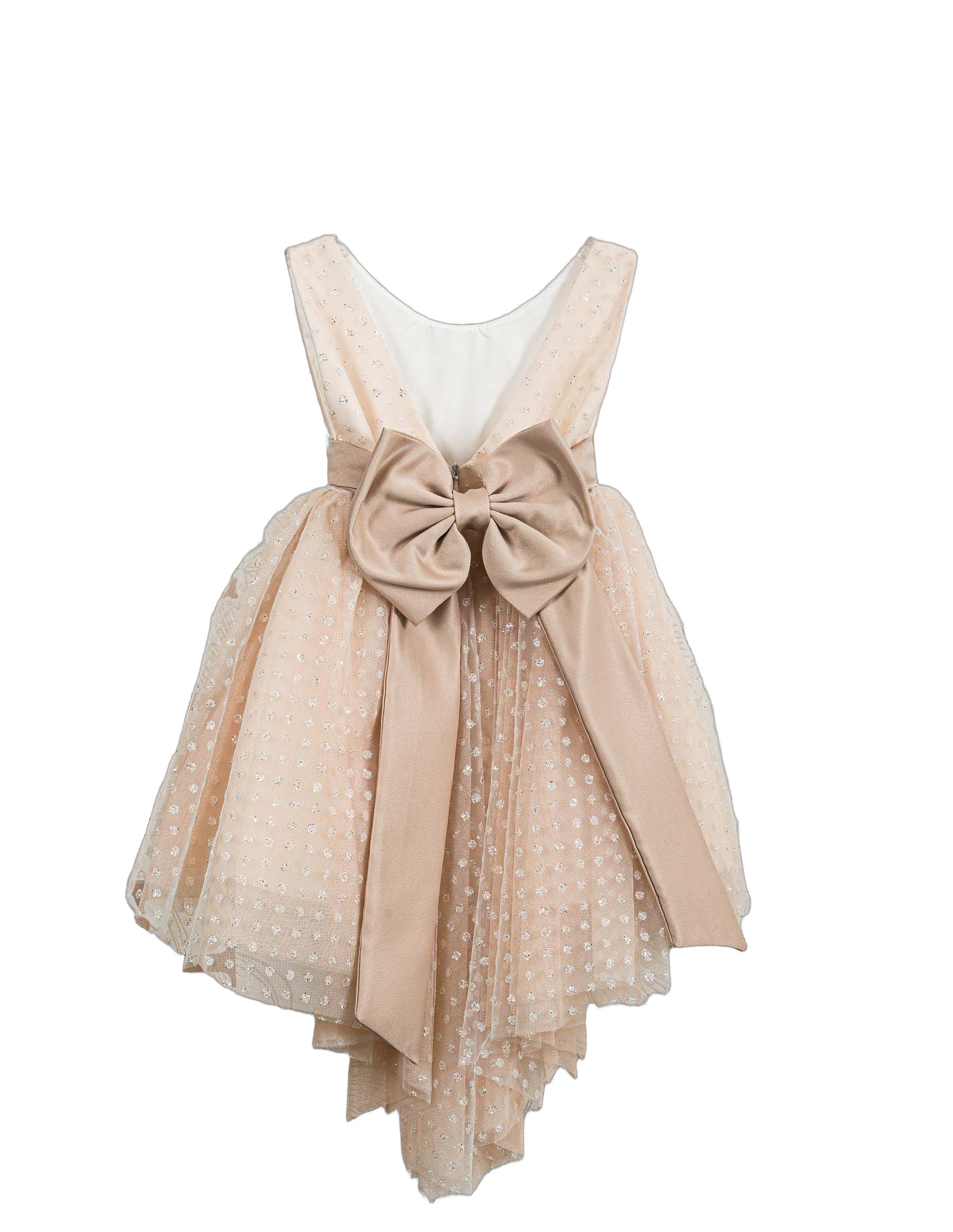 Βαπτιστικό Φόρεμα Πουά High-Low - Σομόν - 2