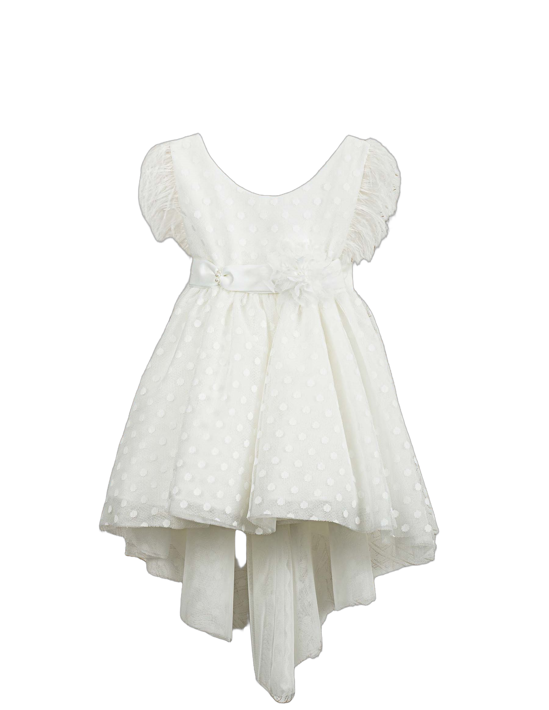 Βαπτιστικό Φόρεμα Πούπουλα Ανάγλυφο - Λευκό