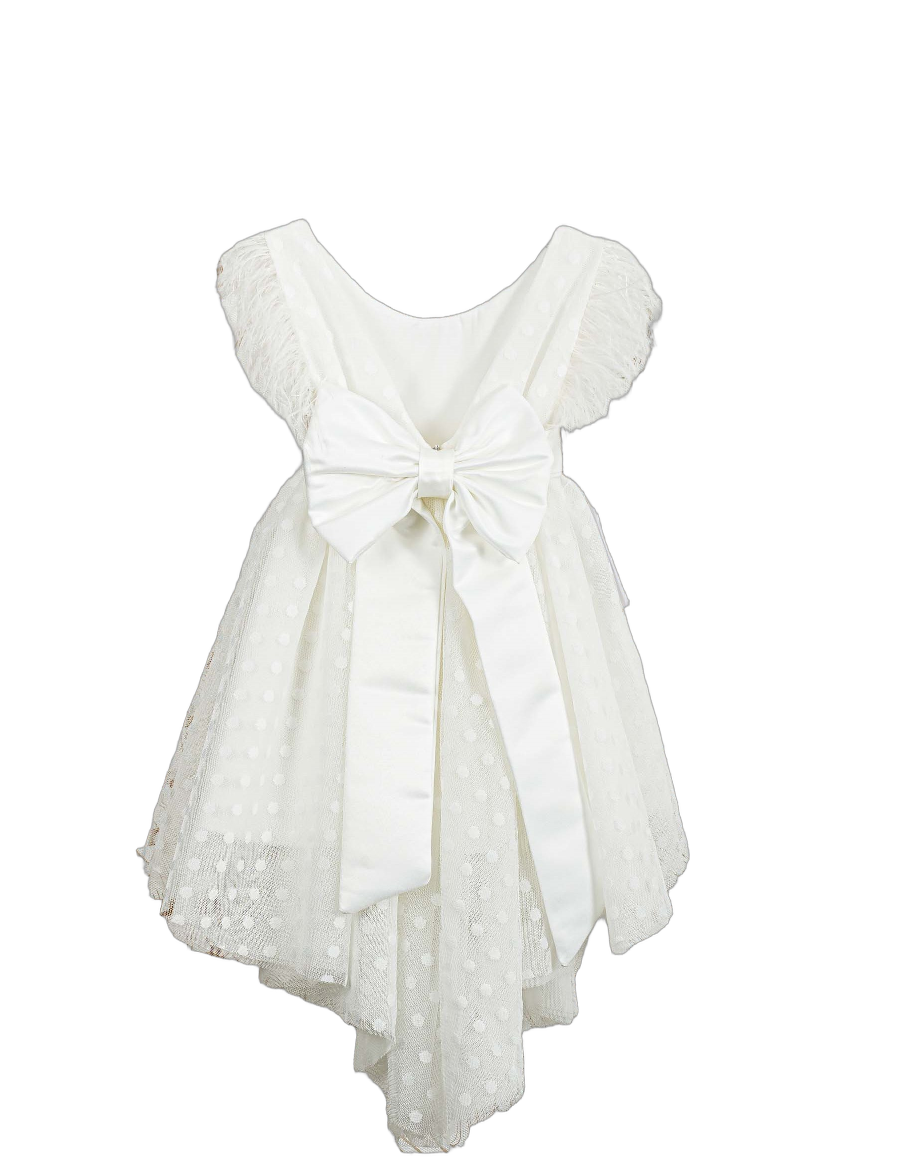 Βαπτιστικό Φόρεμα Πούπουλα Ανάγλυφο - Λευκό - 2