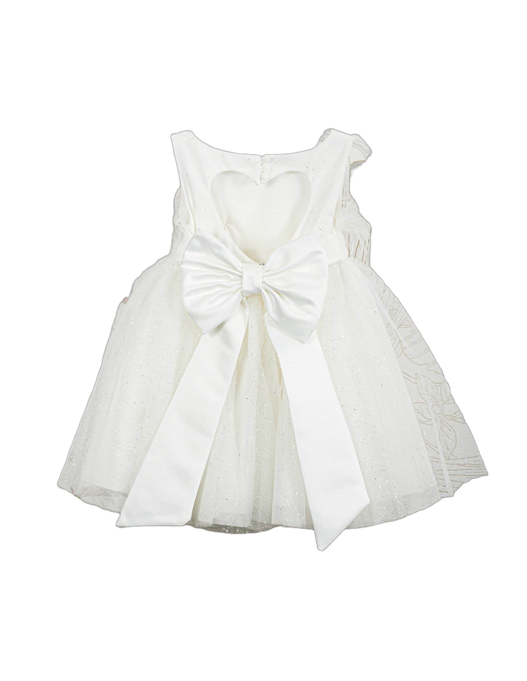 Βαπτιστικό Φόρεμα Glitter Ασύμμετρο - Λευκό - 2
