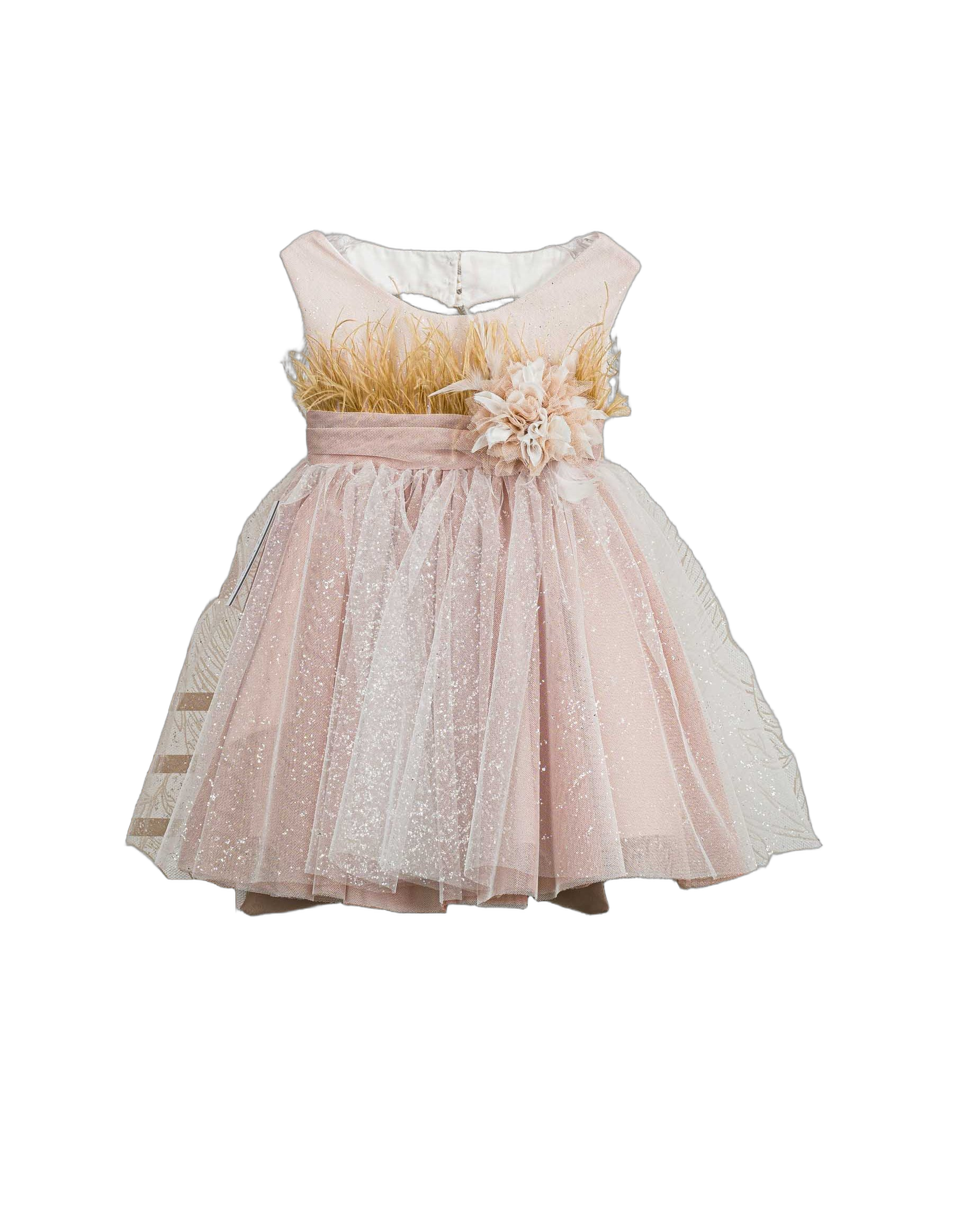 Βαπτιστικό Φόρεμα Πούπουλα Glitter - Ροζ Εντυπωσιακό