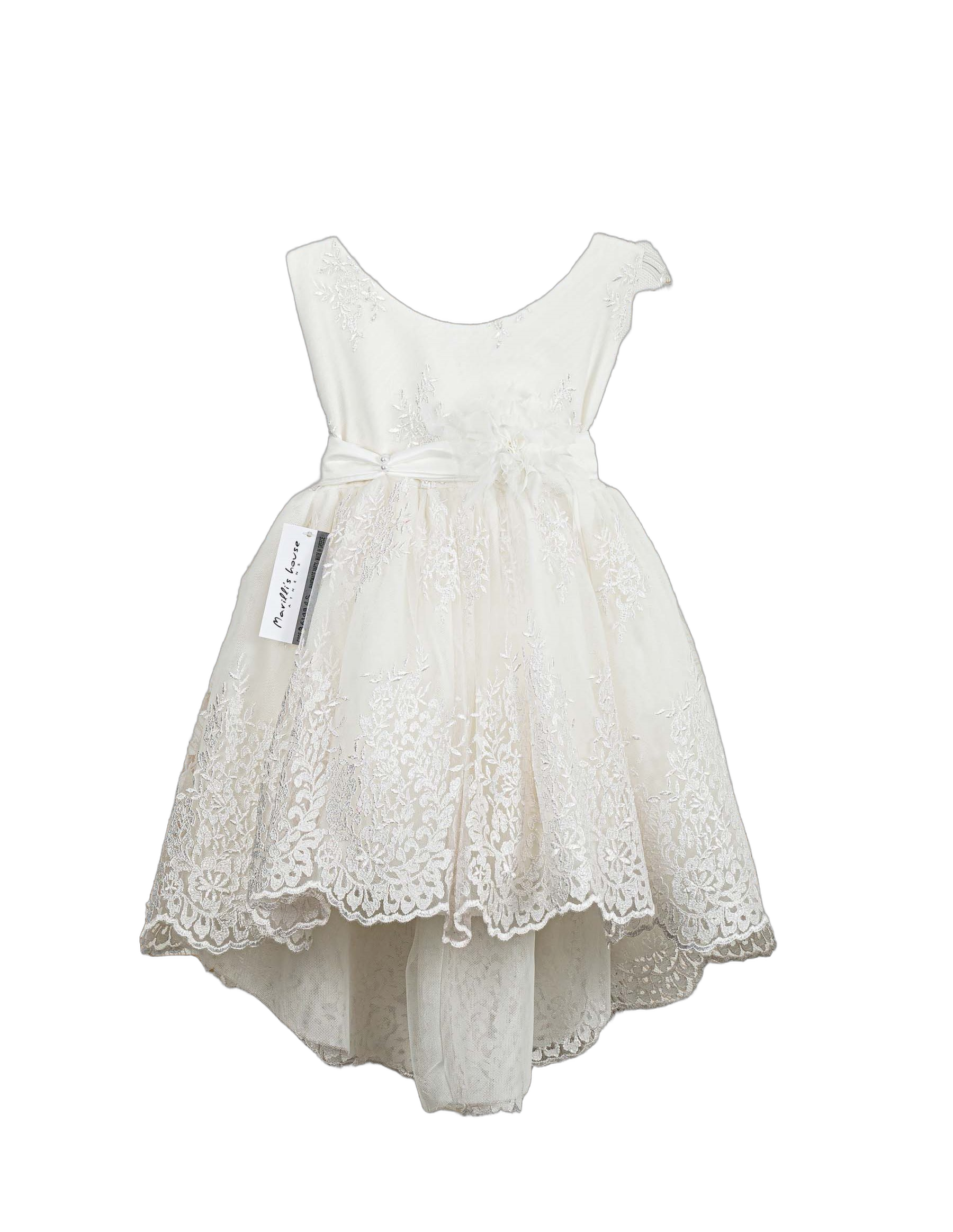 Βαπτιστικό Φόρεμα Ασύμμετρο Scalloped - Εκρού