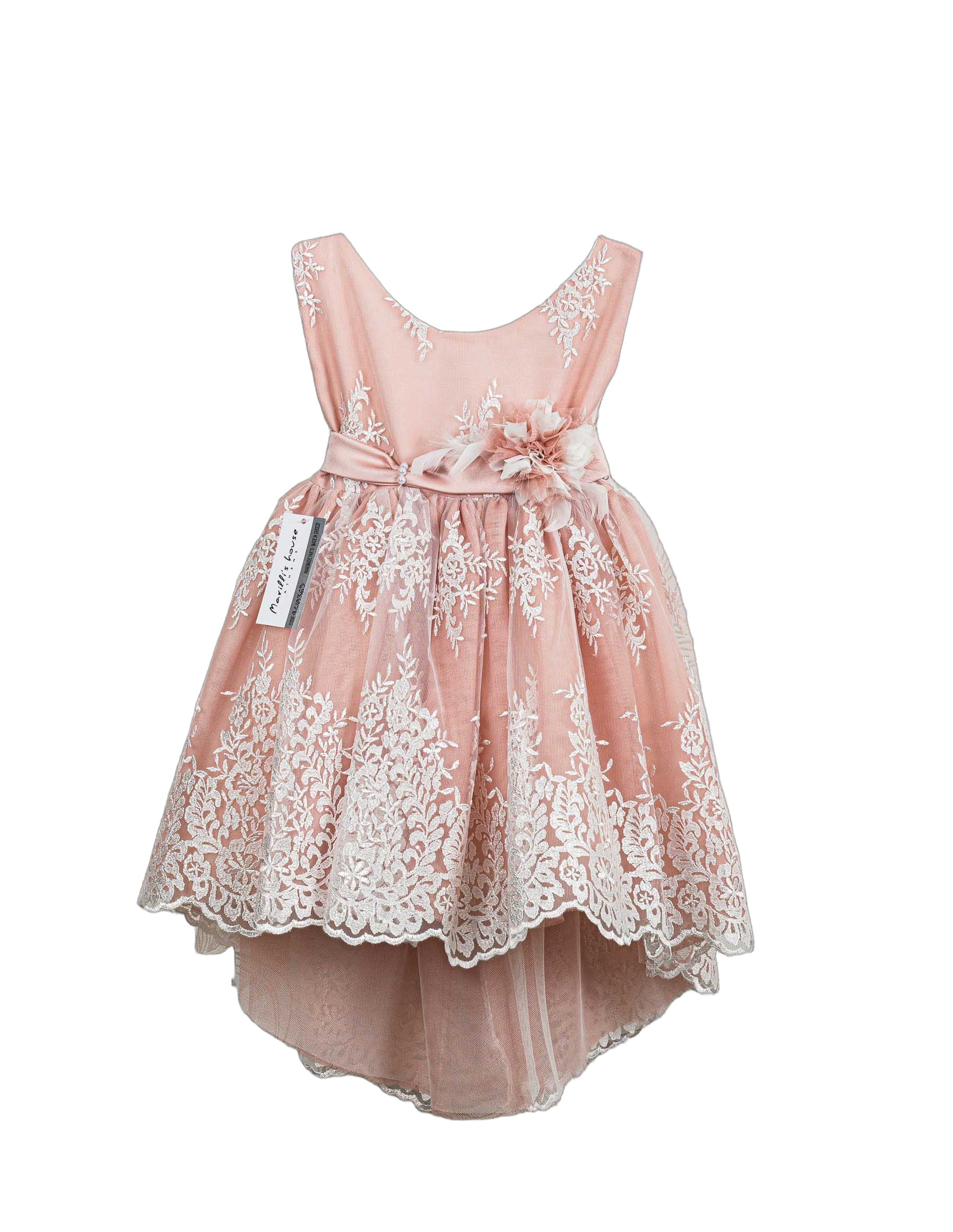 Βαπτιστικό Φόρεμα Ασύμμετρο Κεντημένη Δαντέλα - Λευκό