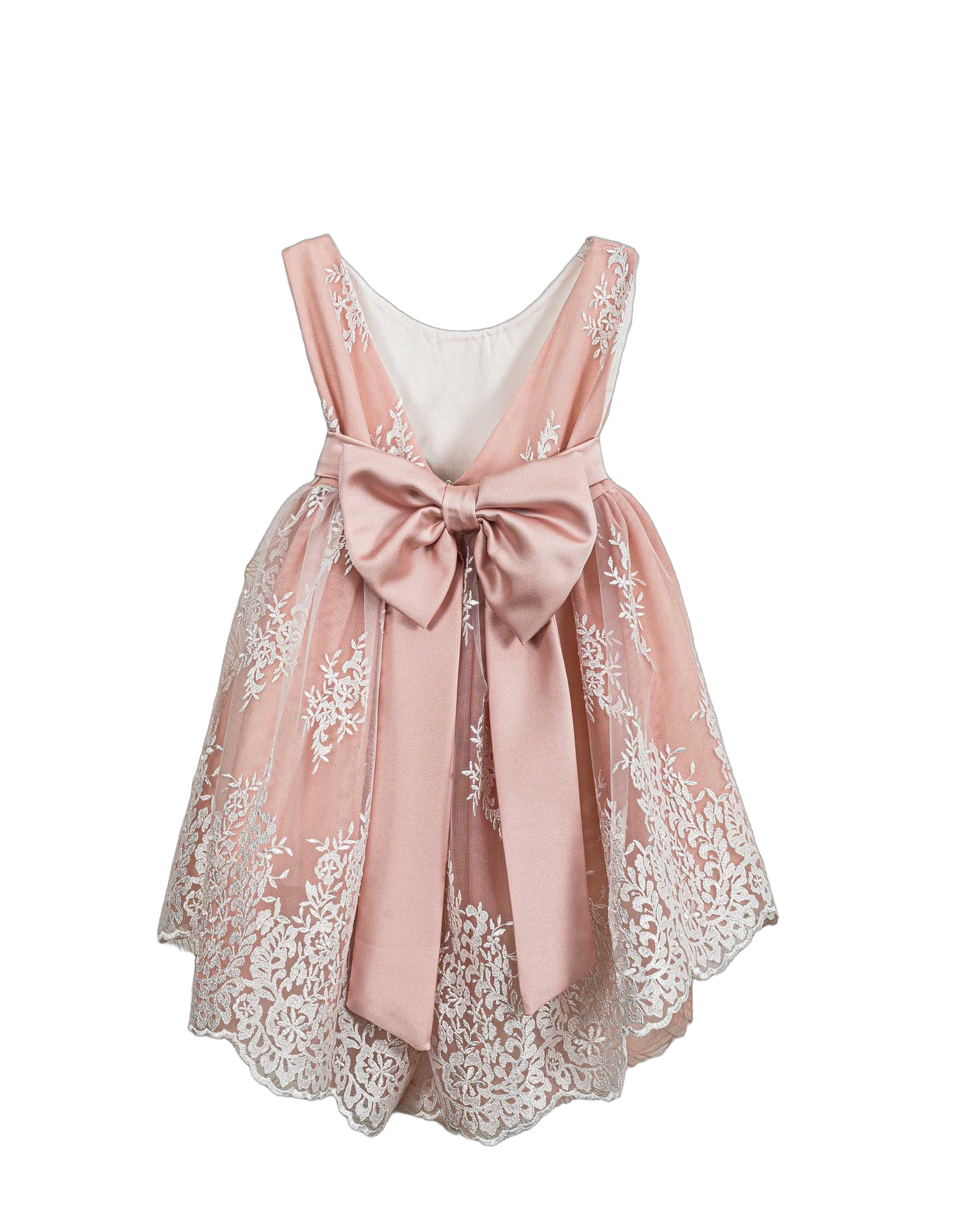 Βαπτιστικό Φόρεμα Ασύμμετρο Κεντημένη Δαντέλα - Λευκό - 2