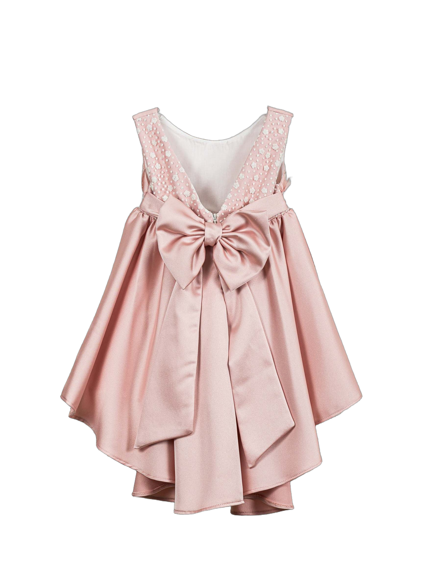 Βαπτιστικό Φόρεμα Πούπουλα Ασύμμετρο - Ροζ - 2