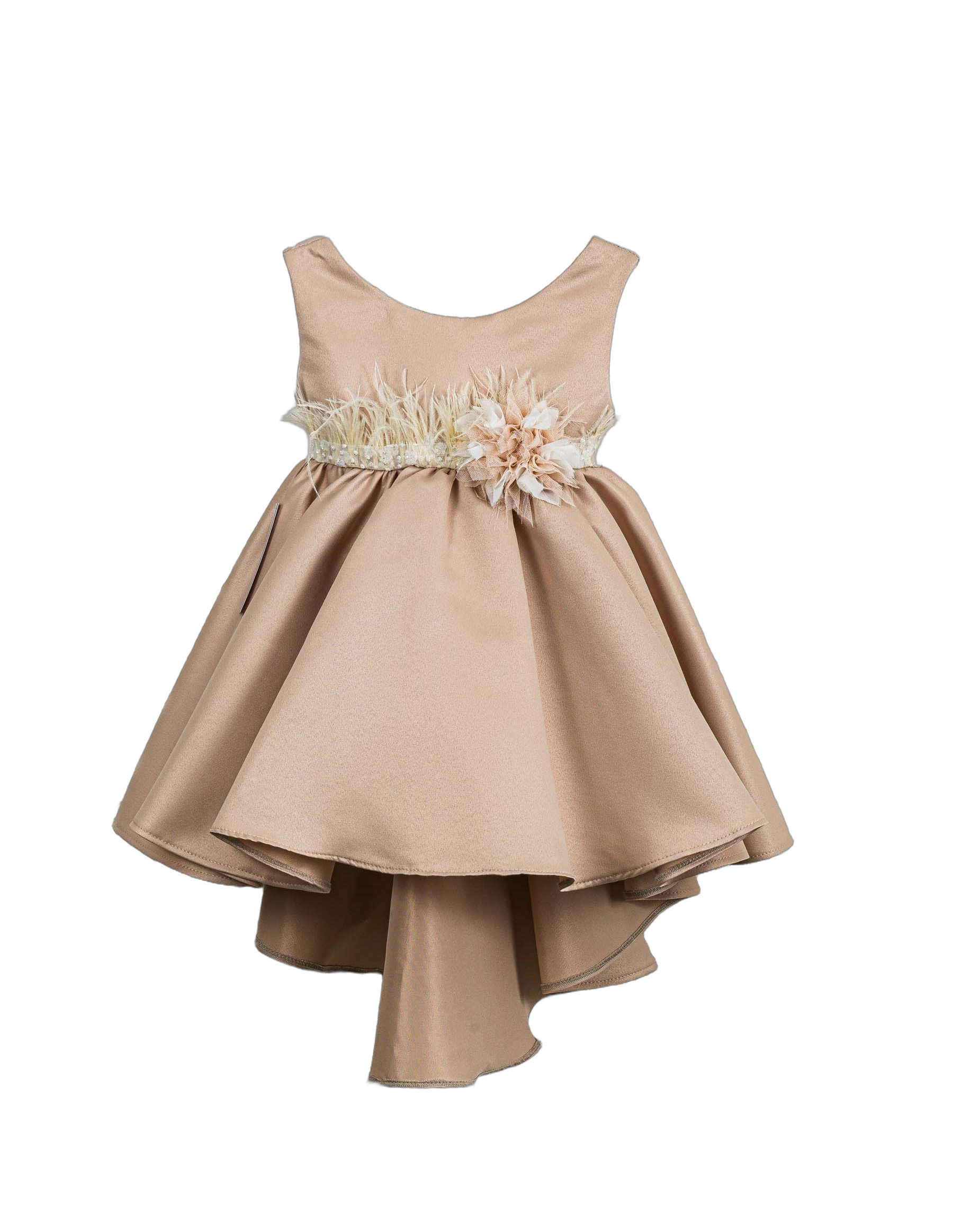 Βαπτιστικό Φόρεμα Πούπουλα Ασύμμετρο - Μπεζ