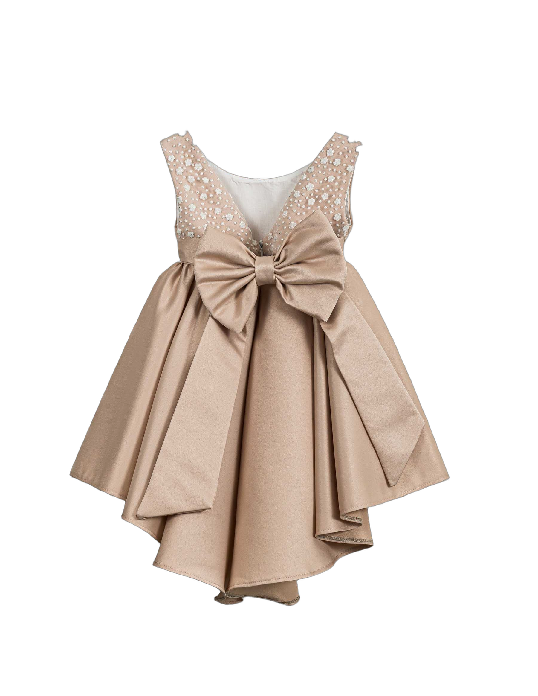Βαπτιστικό Φόρεμα Πούπουλα Ασύμμετρο - Μπεζ - 2