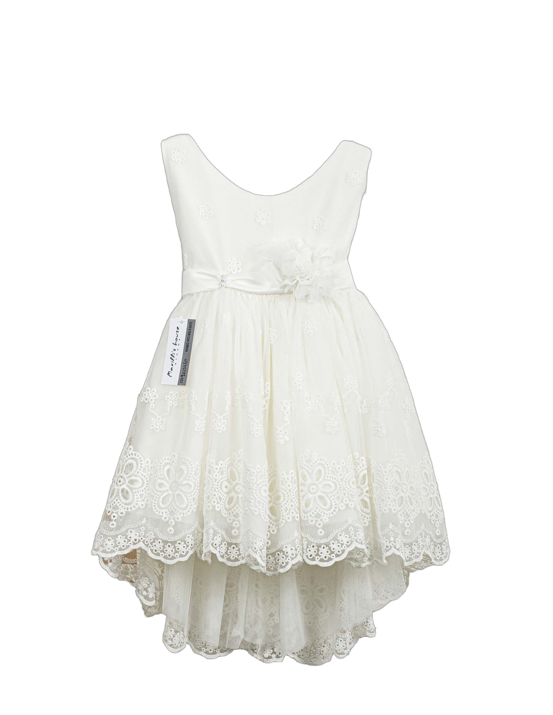 Βαπτιστικό Φόρεμα Ασύμμετρο Scalloped - Λευκό