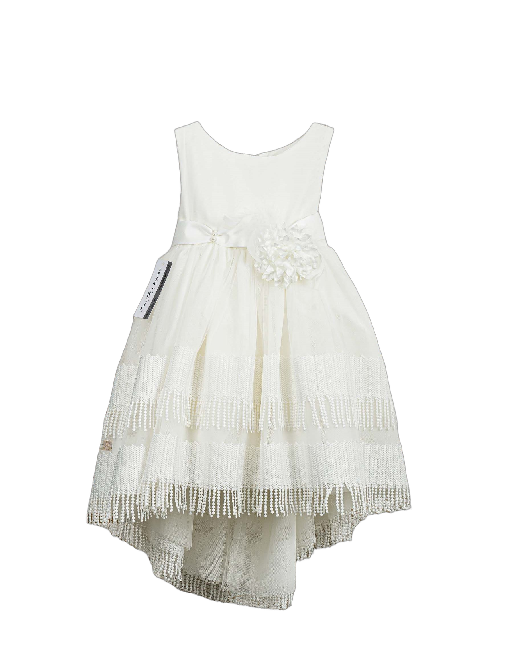 Βαπτιστικό Φόρεμα Κρόσσια High-Low - Λευκό