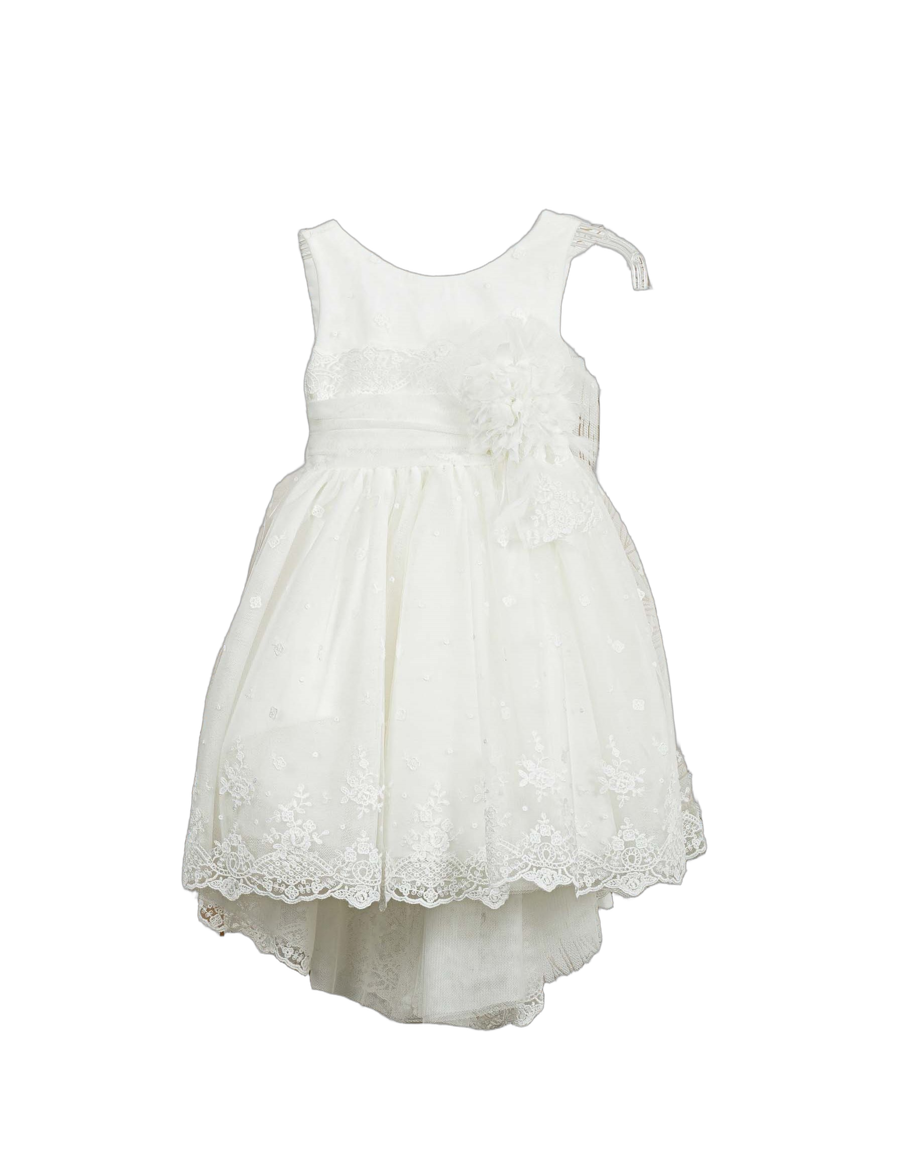 Βαπτιστικό Φόρεμα Ασύμμετρο Κεντημένη Δαντέλα - Εκρού