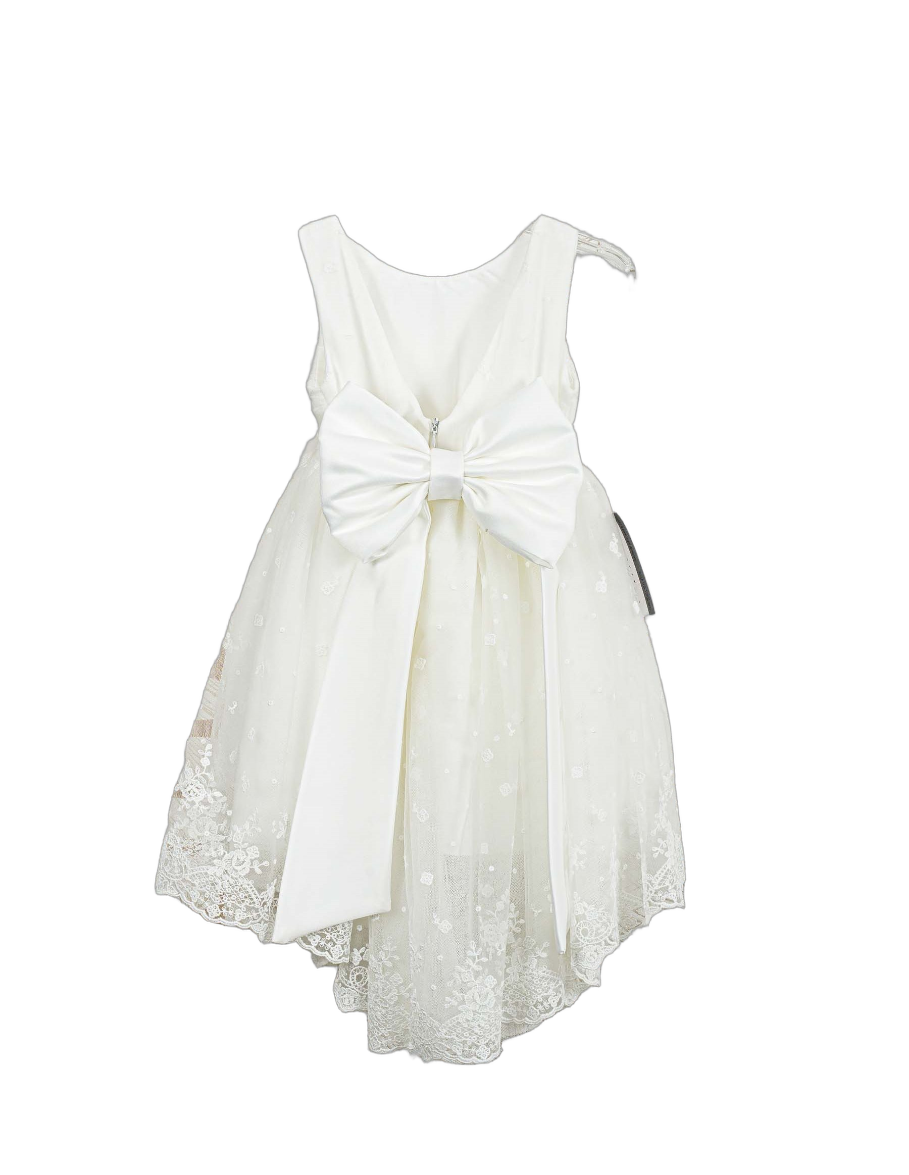 Βαπτιστικό Φόρεμα Ασύμμετρο Κεντημένη Δαντέλα - Εκρού - 2