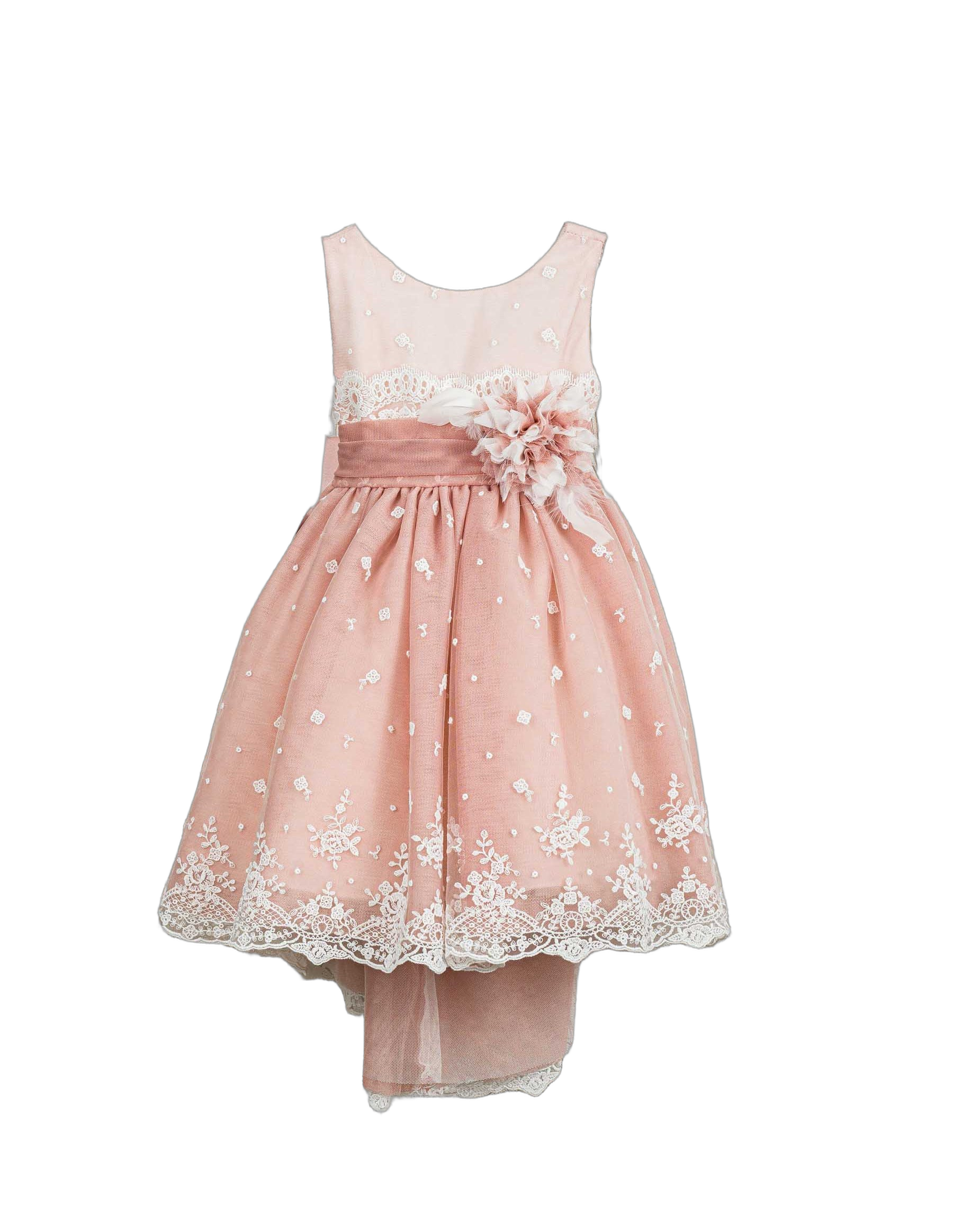 Βαπτιστικό Φόρεμα Πούπουλα High-Low - Λευκό