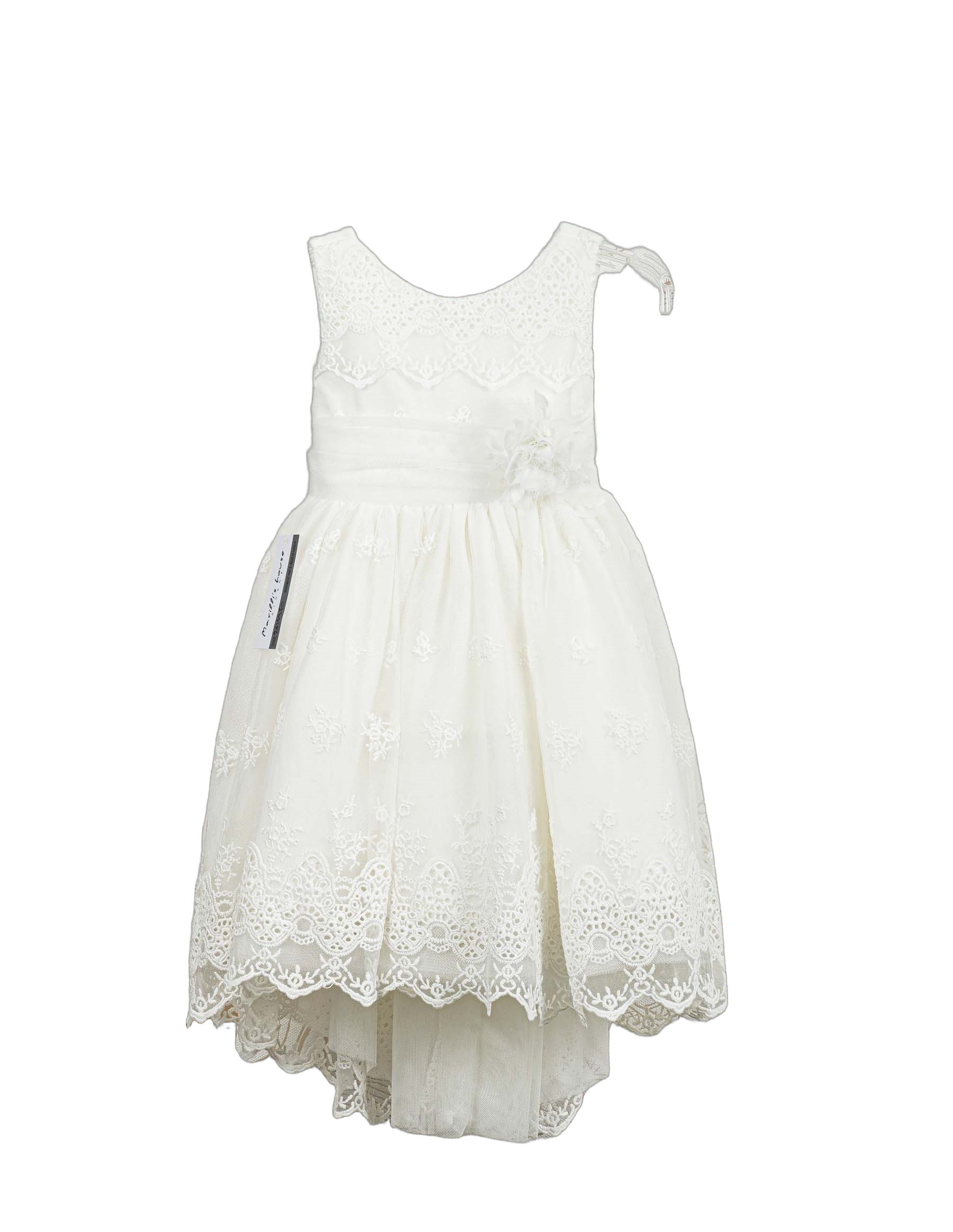 Βαπτιστικό Φόρεμα Broderie Anglaise High-Low - Λευκό