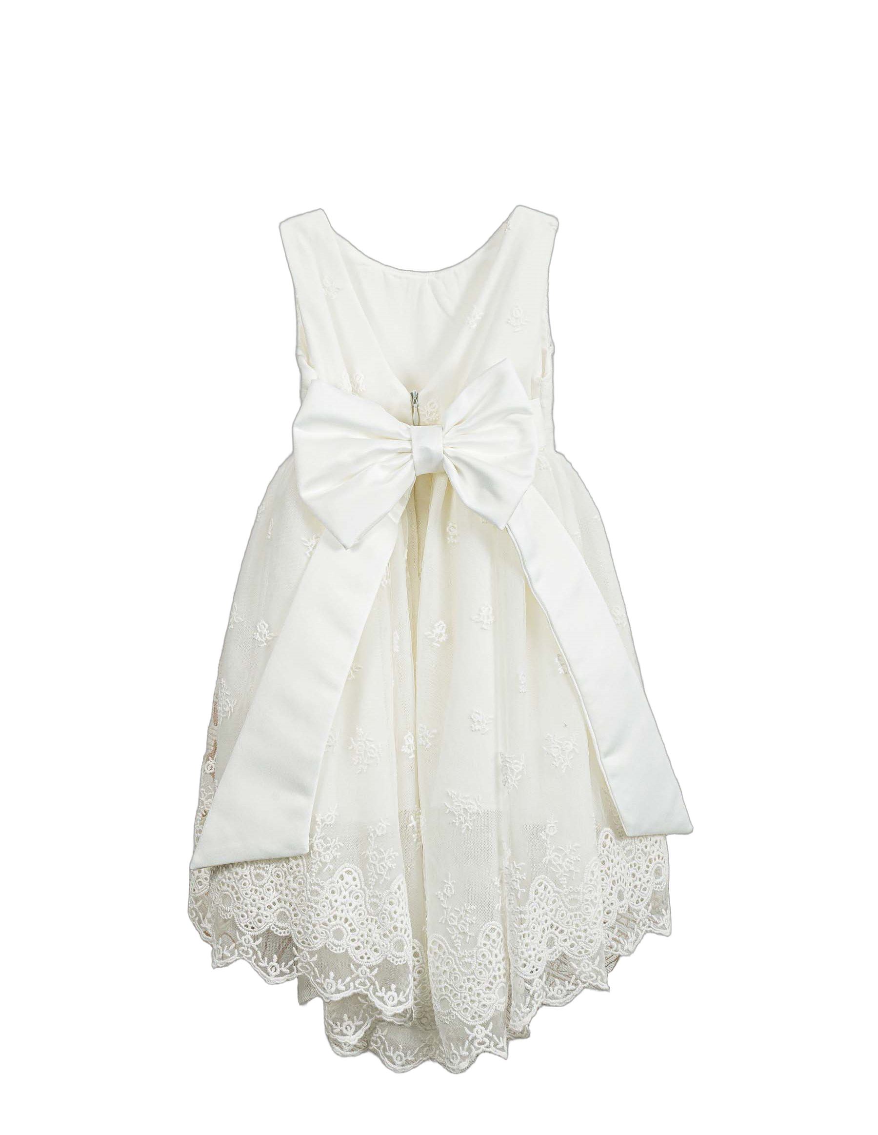 Βαπτιστικό Φόρεμα Broderie Anglaise High-Low - Λευκό - 2