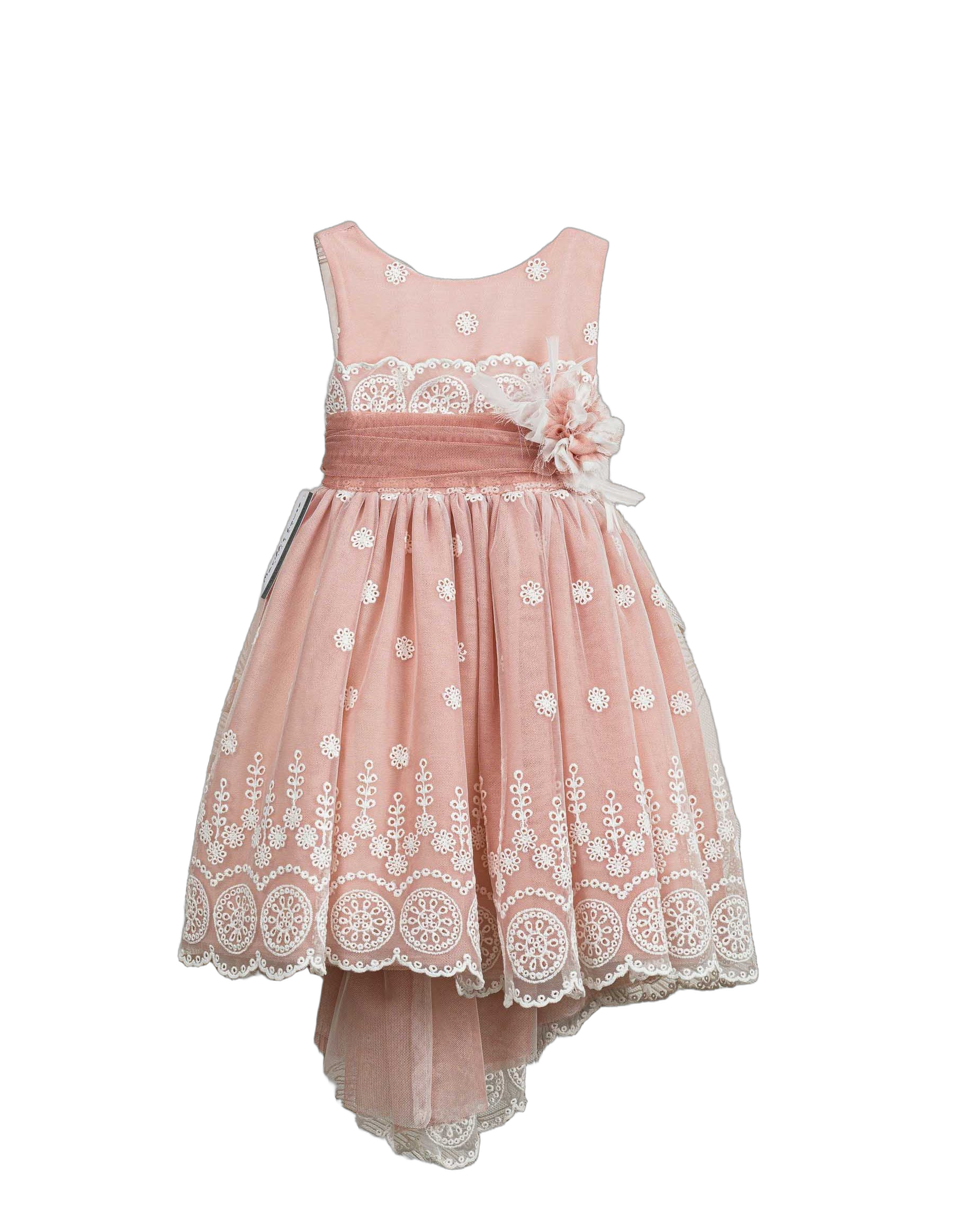 Βαπτιστικό Φόρεμα Broderie Anglaise Ασύμμετρο - Λευκό