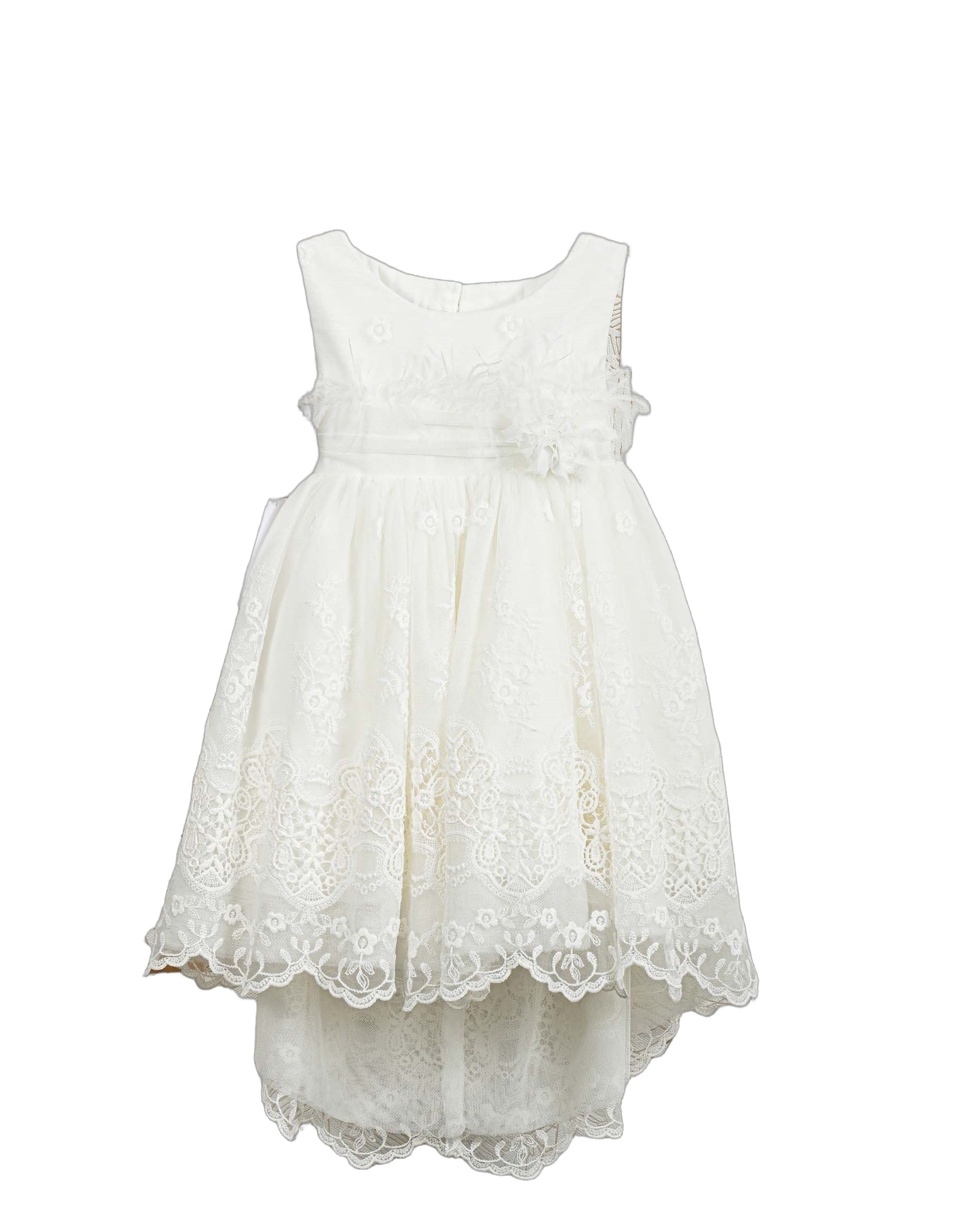 Βαπτιστικό Φόρεμα Scalloped Κεντημένη Δαντέλα - Εκρού