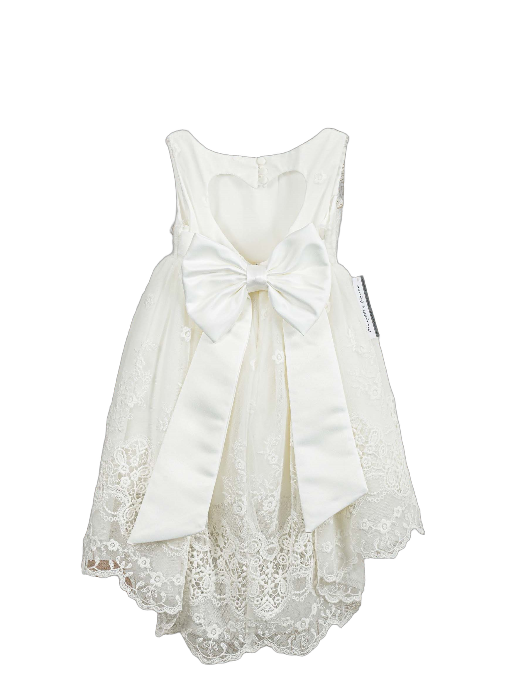 Βαπτιστικό Φόρεμα Scalloped Κεντημένη Δαντέλα - Εκρού - 2