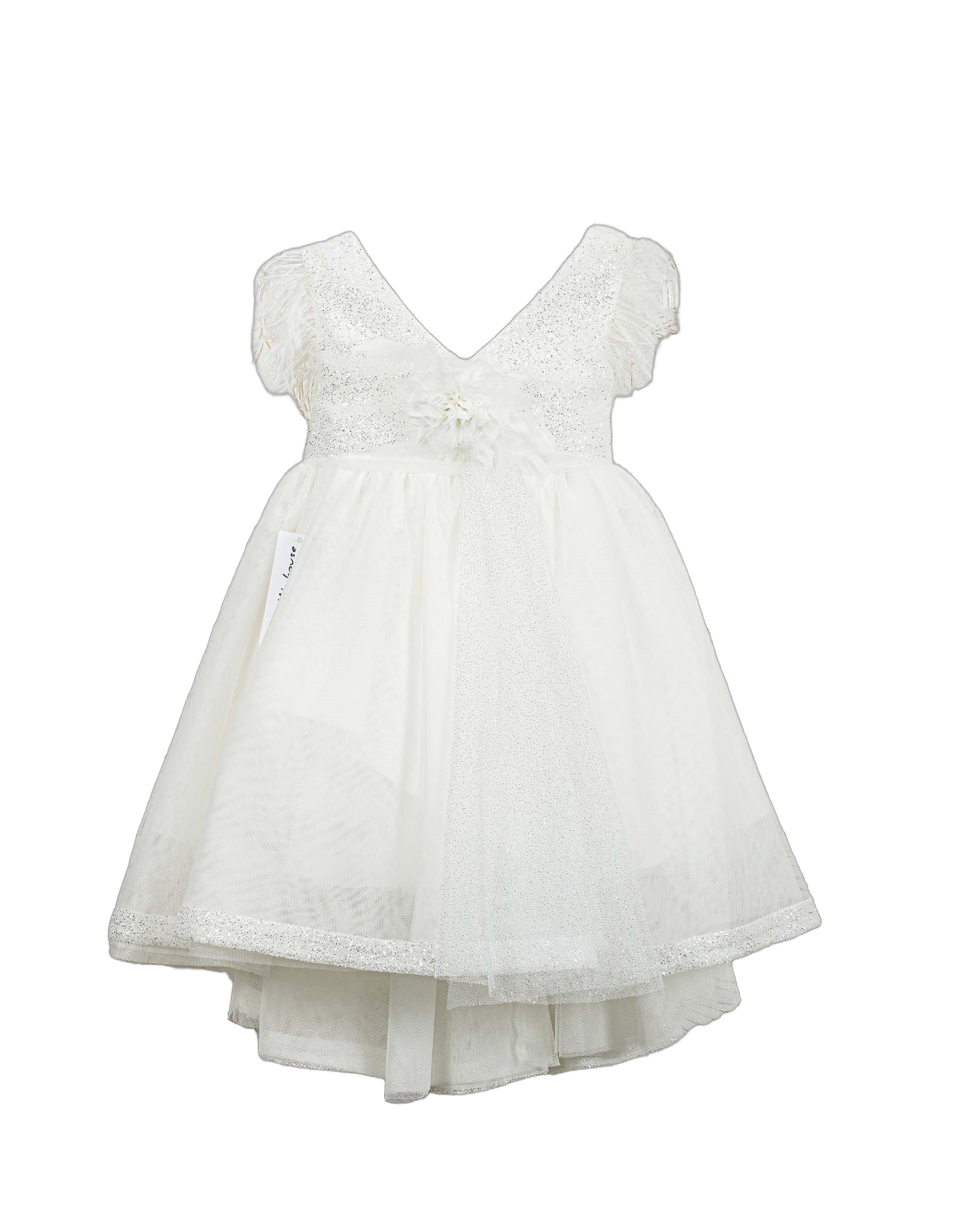 Βαπτιστικό Φόρεμα Πούπουλα Glitter - Λευκό