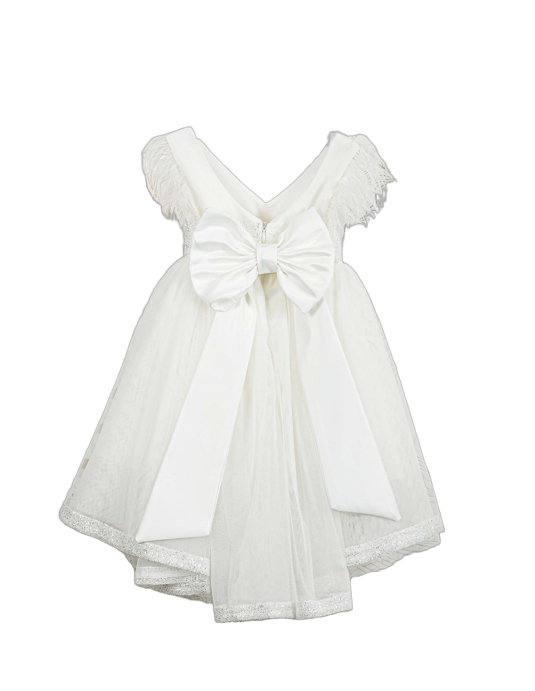Βαπτιστικό Φόρεμα Πούπουλα Glitter - Λευκό - 2