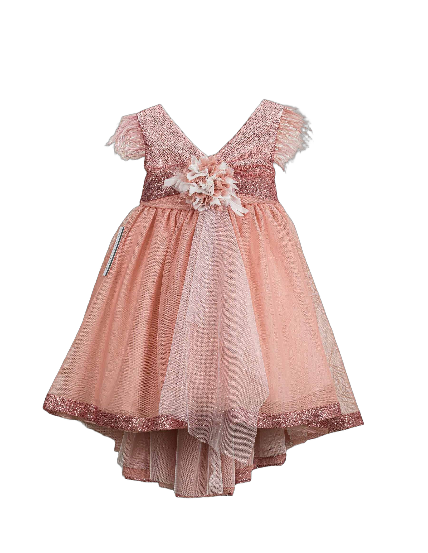 Βαπτιστικό Φόρεμα Πούπουλα Glitter - Κοραλί