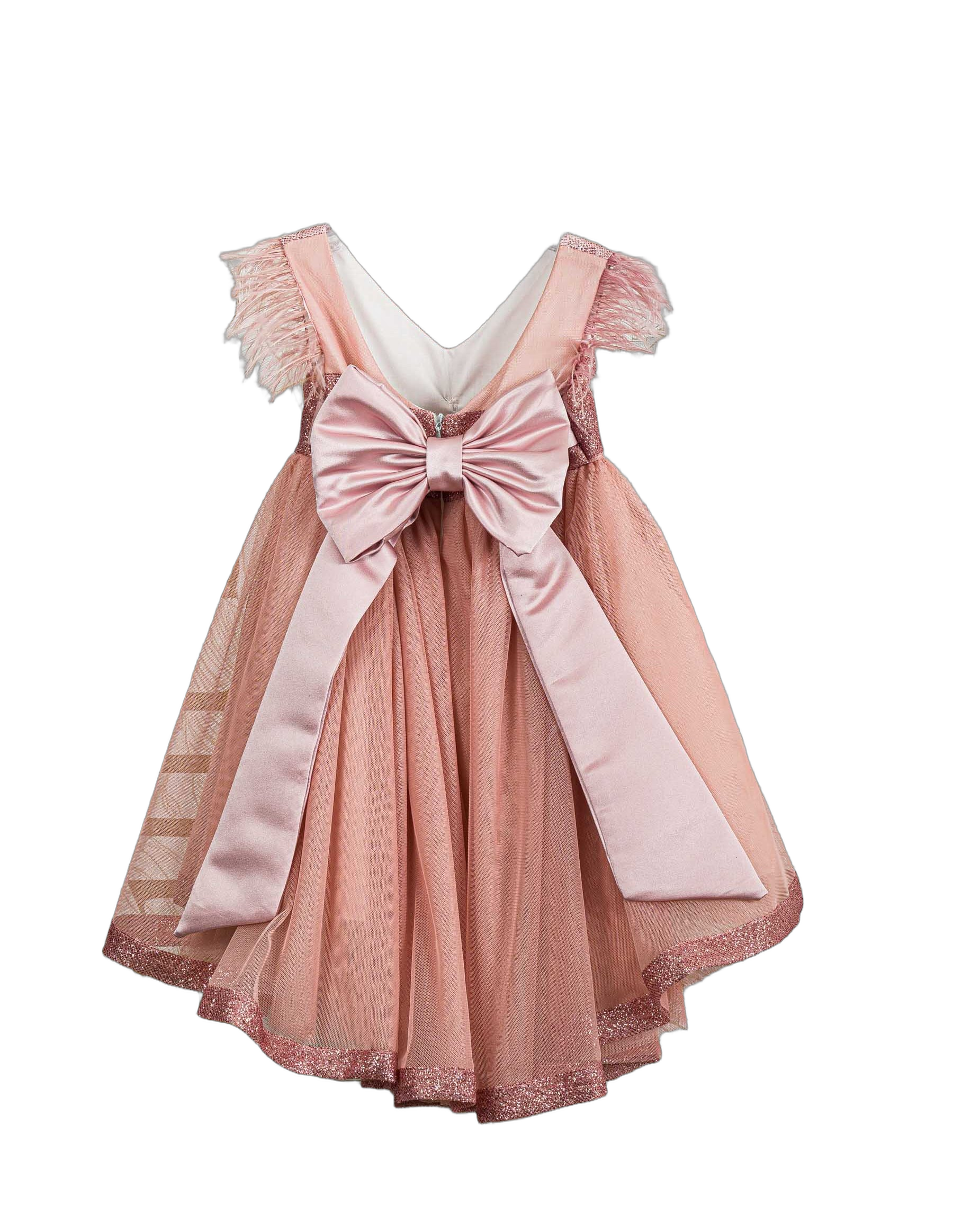 Βαπτιστικό Φόρεμα Πούπουλα Glitter - Κοραλί - 2