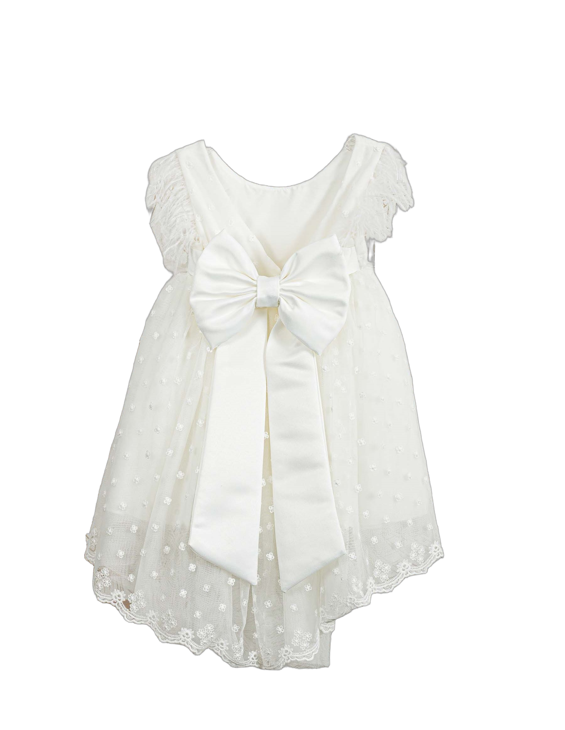 Βαπτιστικό Φόρεμα Πούπουλα Πουά - Λευκό Κλασικό - 2