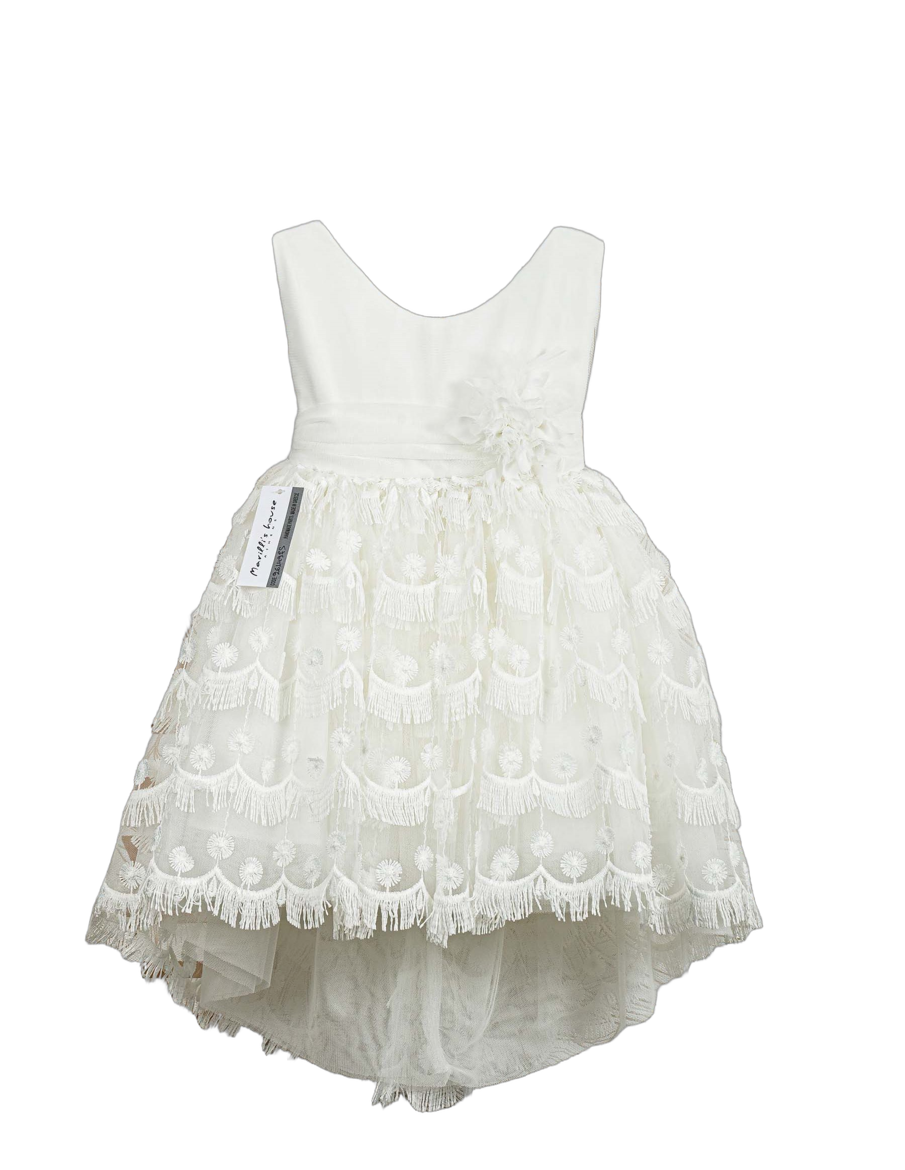 Βαπτιστικό Φόρεμα Κρόσσια Ασύμμετρο - Λευκό