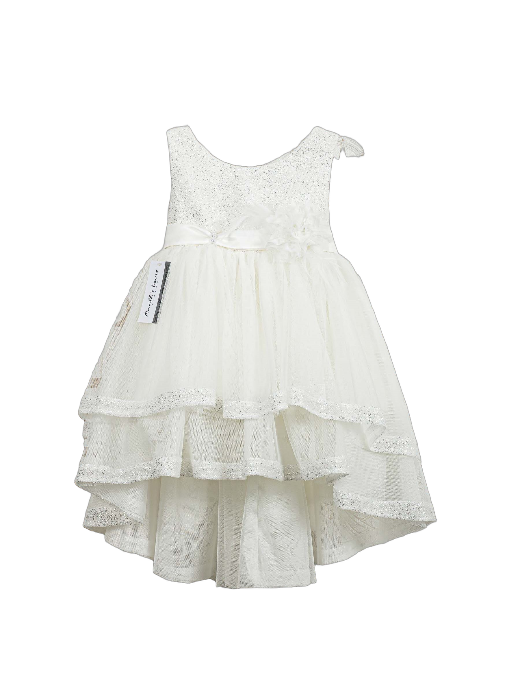 Βαπτιστικό Φόρεμα Παγιέτες Βολάν - Λευκό