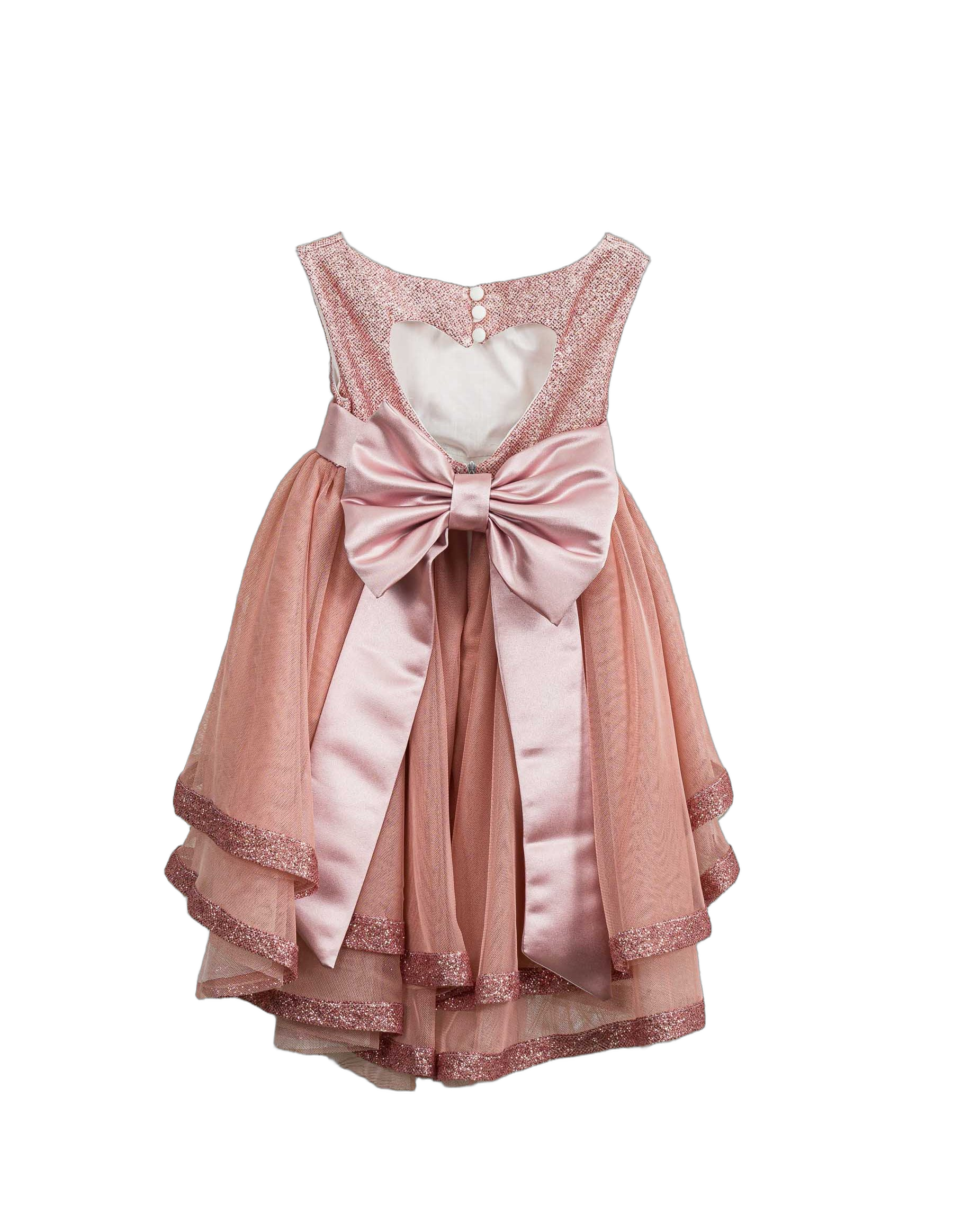 Βαπτιστικό Φόρεμα Glitter Ρίγες - Ροζ - 2