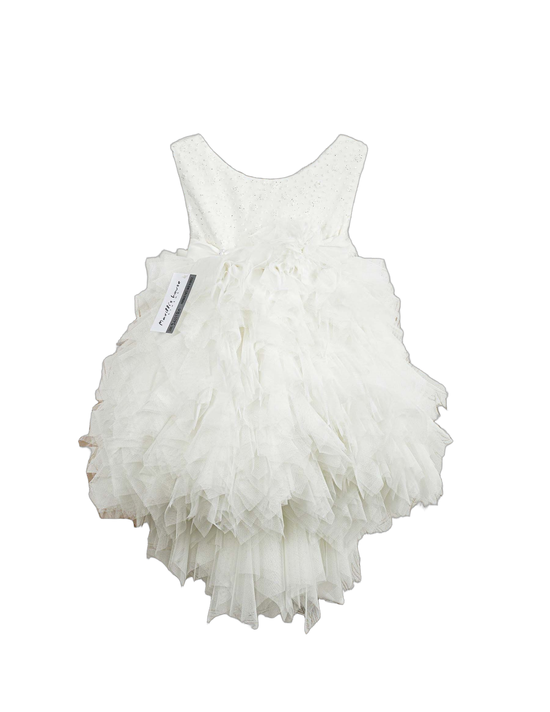 Βαπτιστικό Φόρεμα Βολάν High-Low - Λευκό