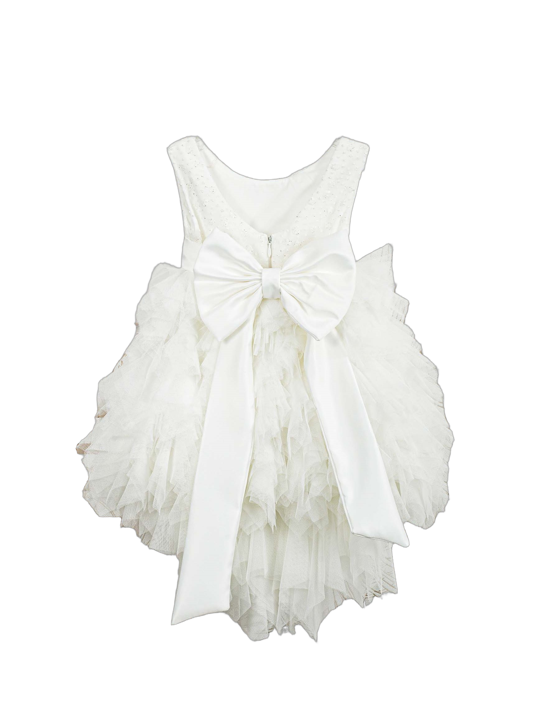 Βαπτιστικό Φόρεμα Βολάν High-Low - Λευκό - 2