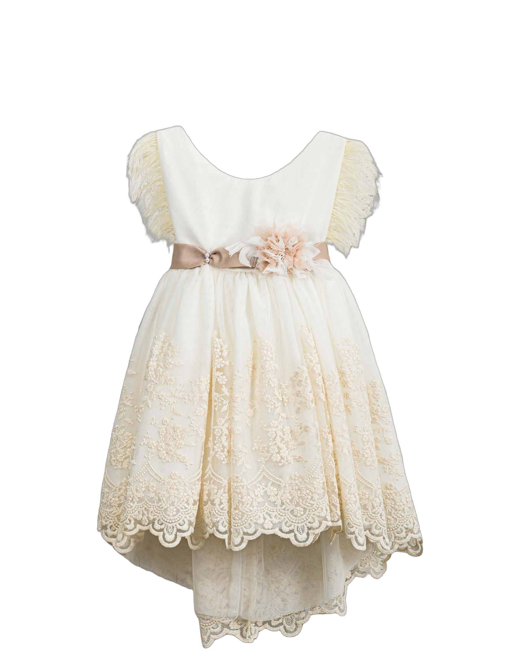 Βαπτιστικό Φόρεμα Ασύμμετρο Δαντέλα - Εκρού