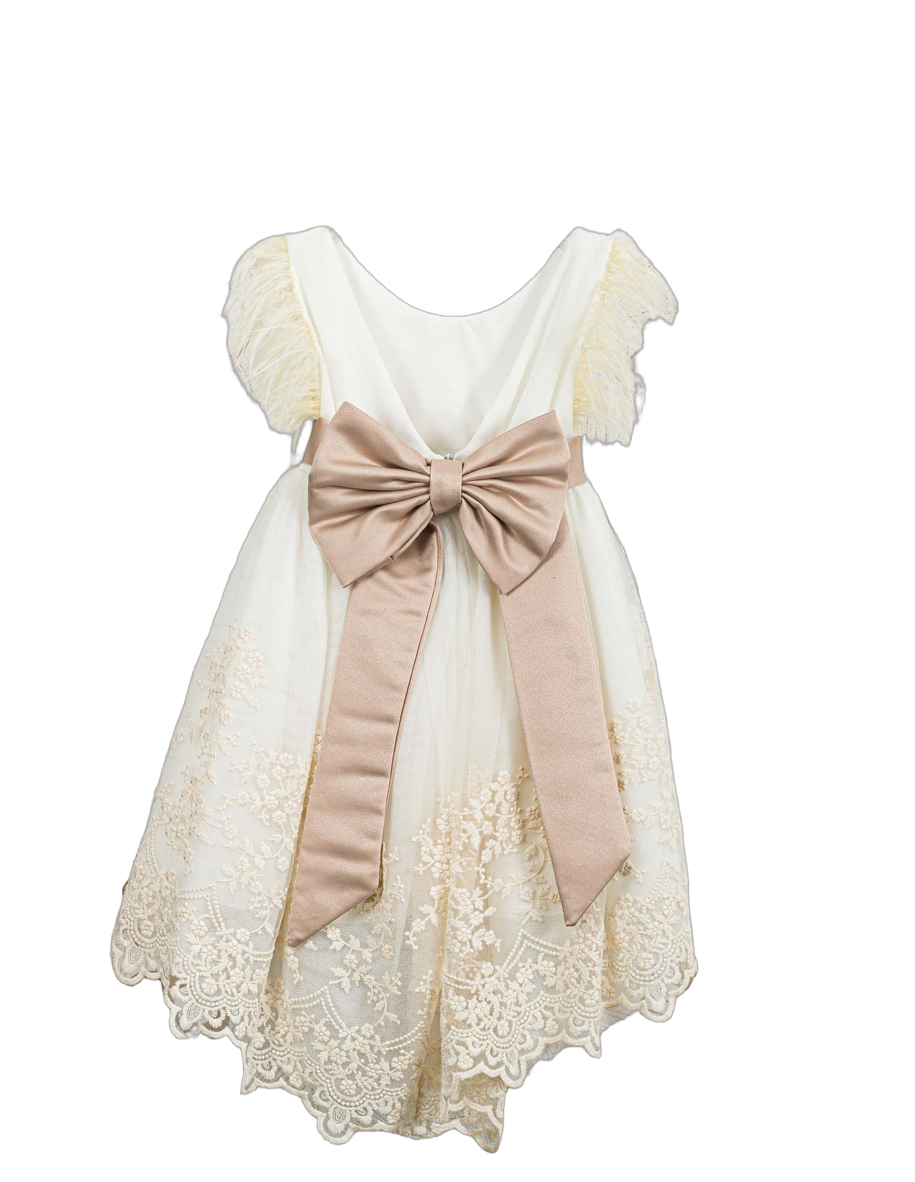 Βαπτιστικό Φόρεμα Ασύμμετρο Δαντέλα - Εκρού - 2