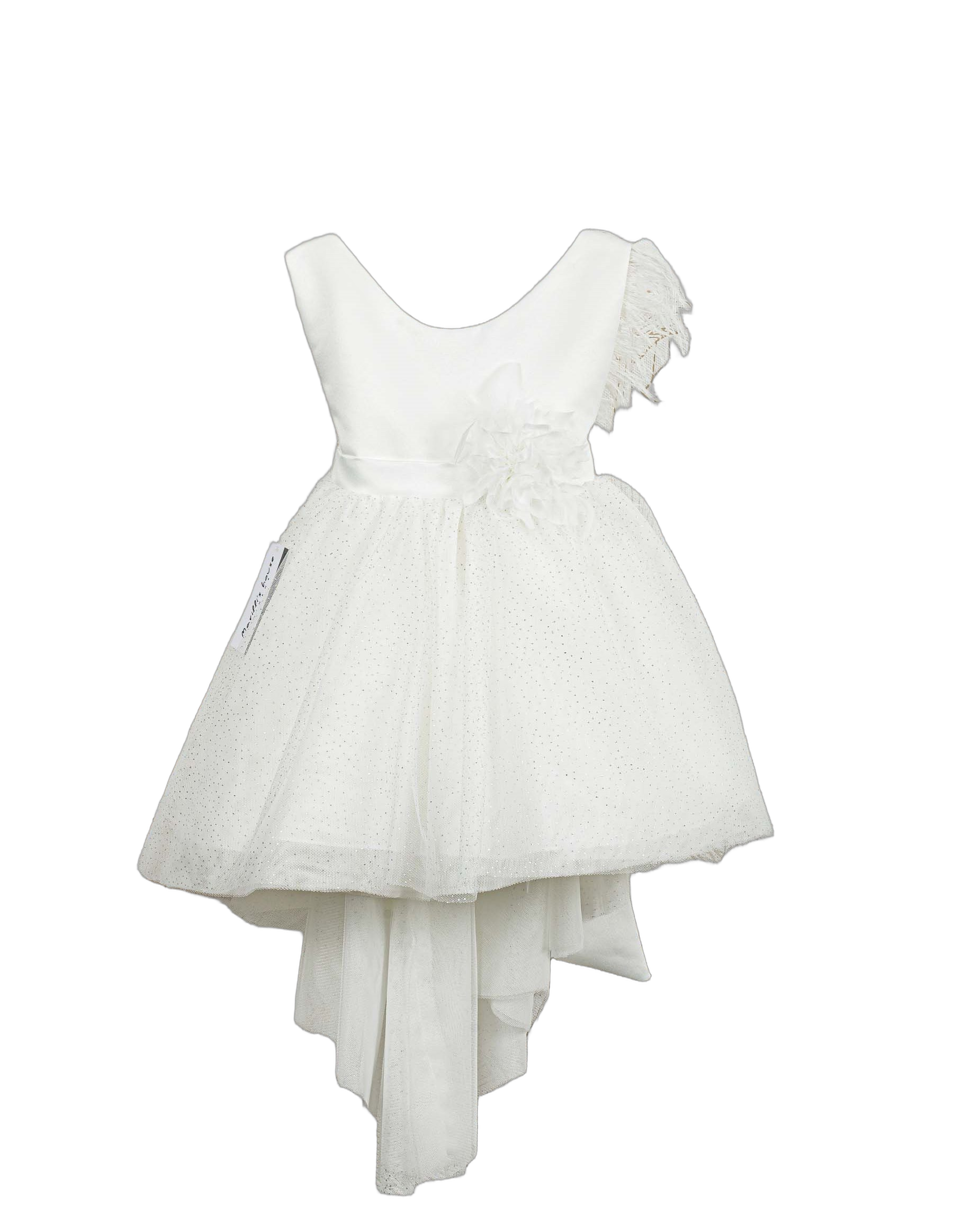 Βαπτιστικό Φόρεμα Glitter High-Low - Λευκό Εντυπωσιακό