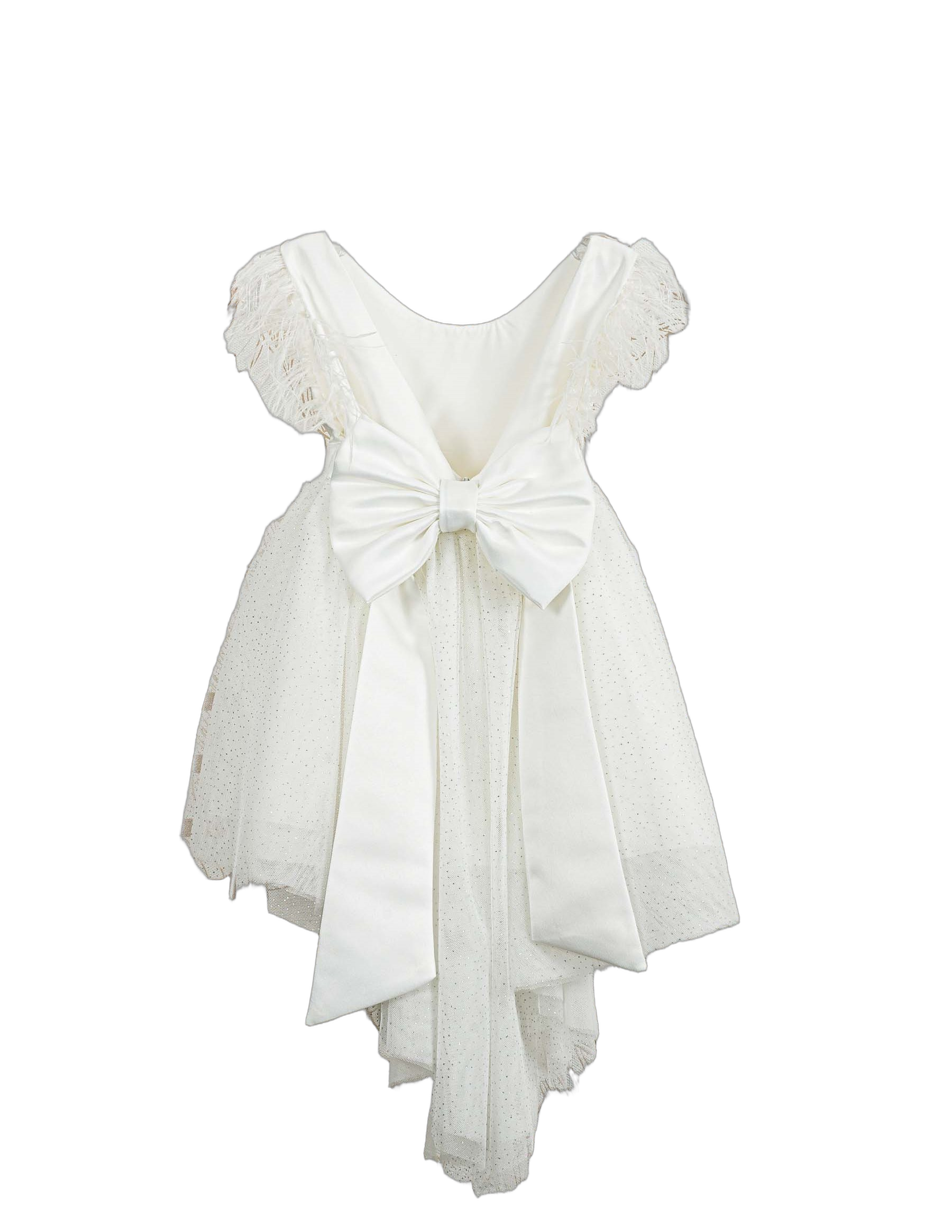 Βαπτιστικό Φόρεμα Glitter High-Low - Λευκό Εντυπωσιακό - 2