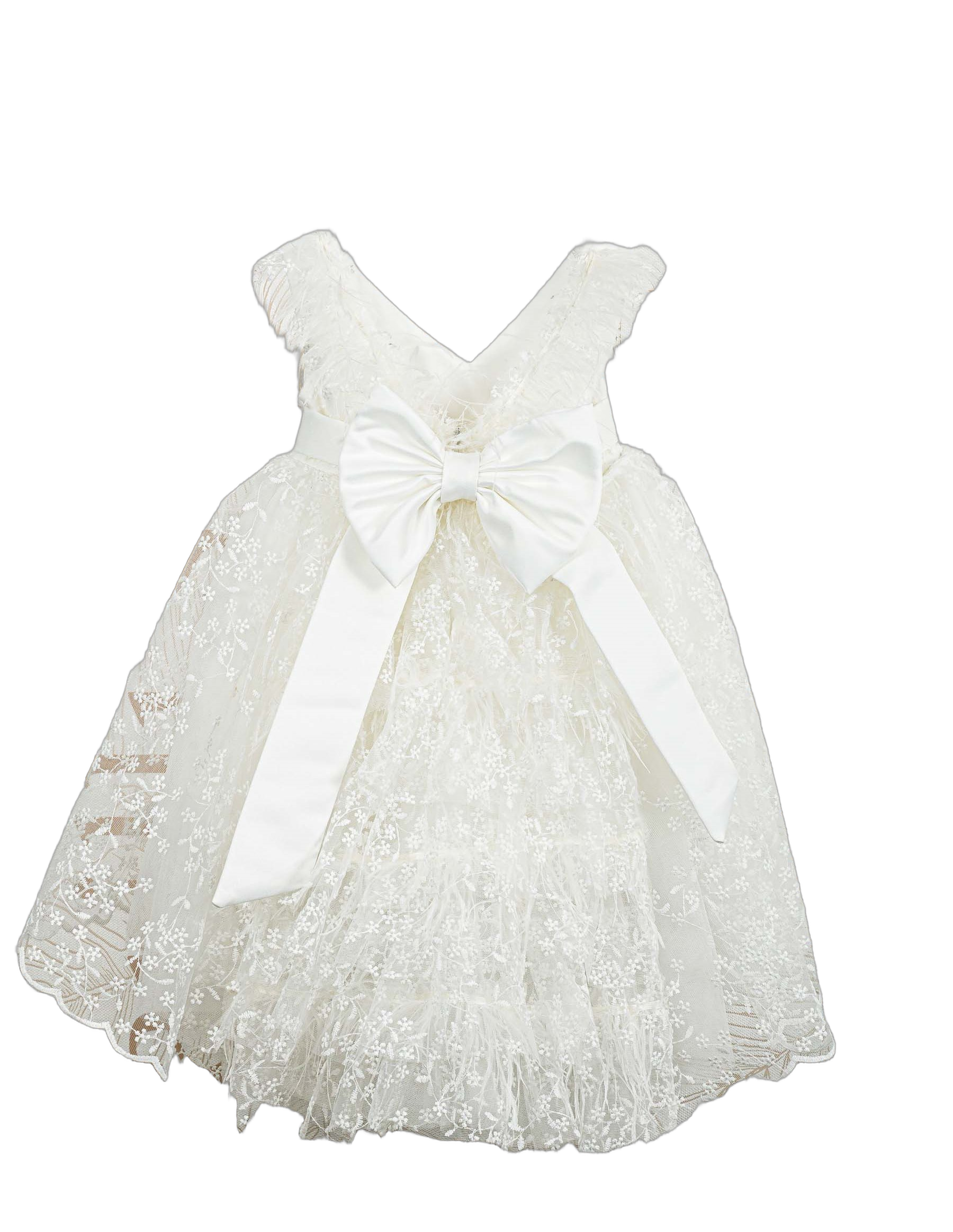 Βαπτιστικό Φόρεμα V-Neck High-Low - Λευκό - 2