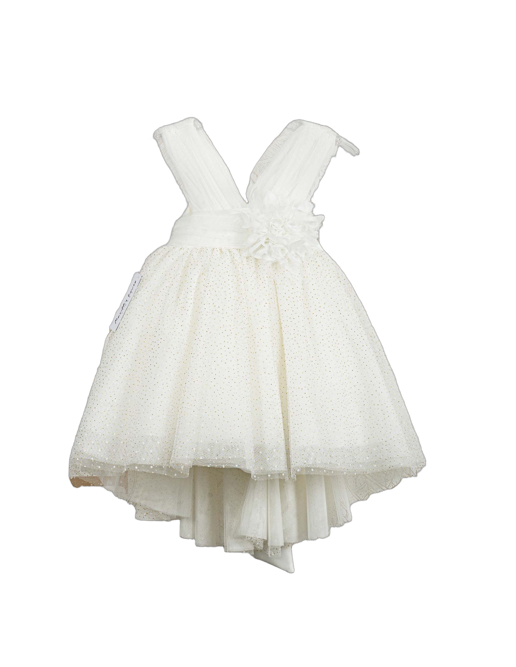 Βαπτιστικό Φόρεμα Glitter Πουά - Λευκό Μοντέρνο