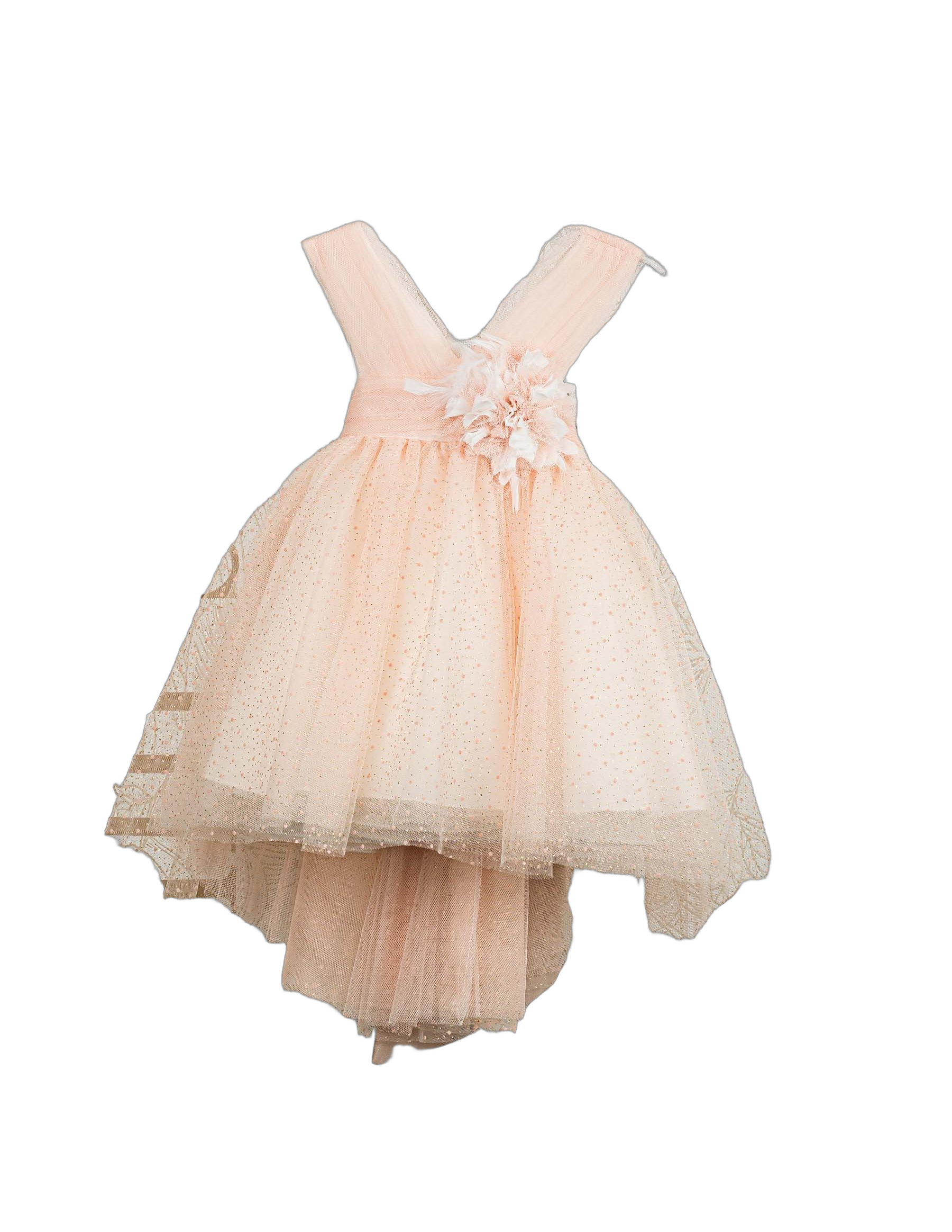 Βαπτιστικό Φόρεμα V-Neck Ασύμμετρο - Σομόν