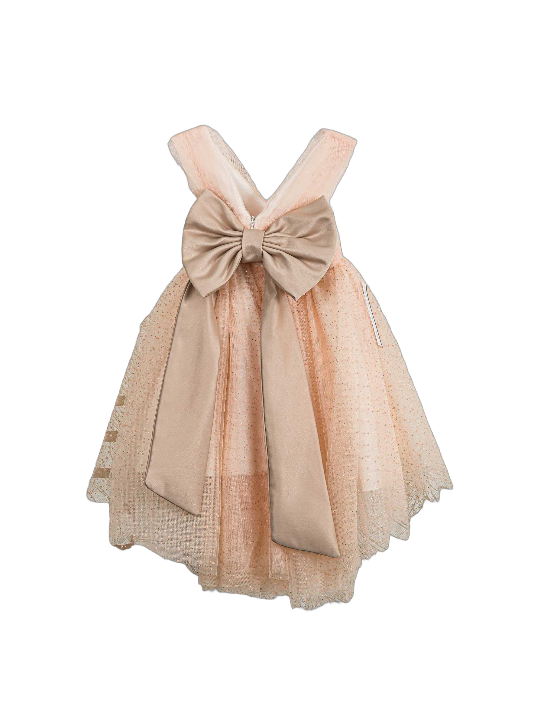 Βαπτιστικό Φόρεμα V-Neck Ασύμμετρο - Σομόν - 2