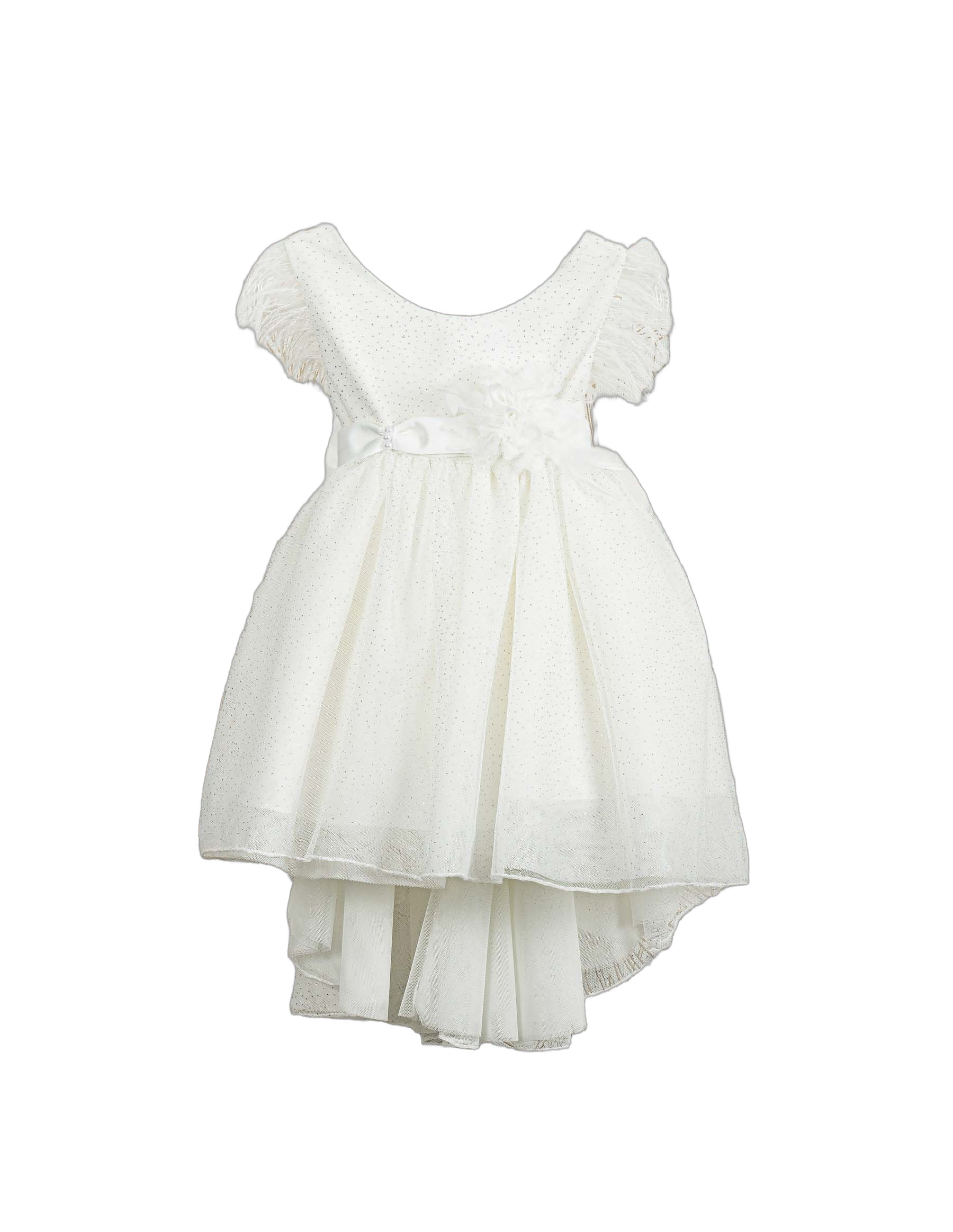 Βαπτιστικό Φόρεμα Glitter High-Low - Λευκό Αιθέριο
