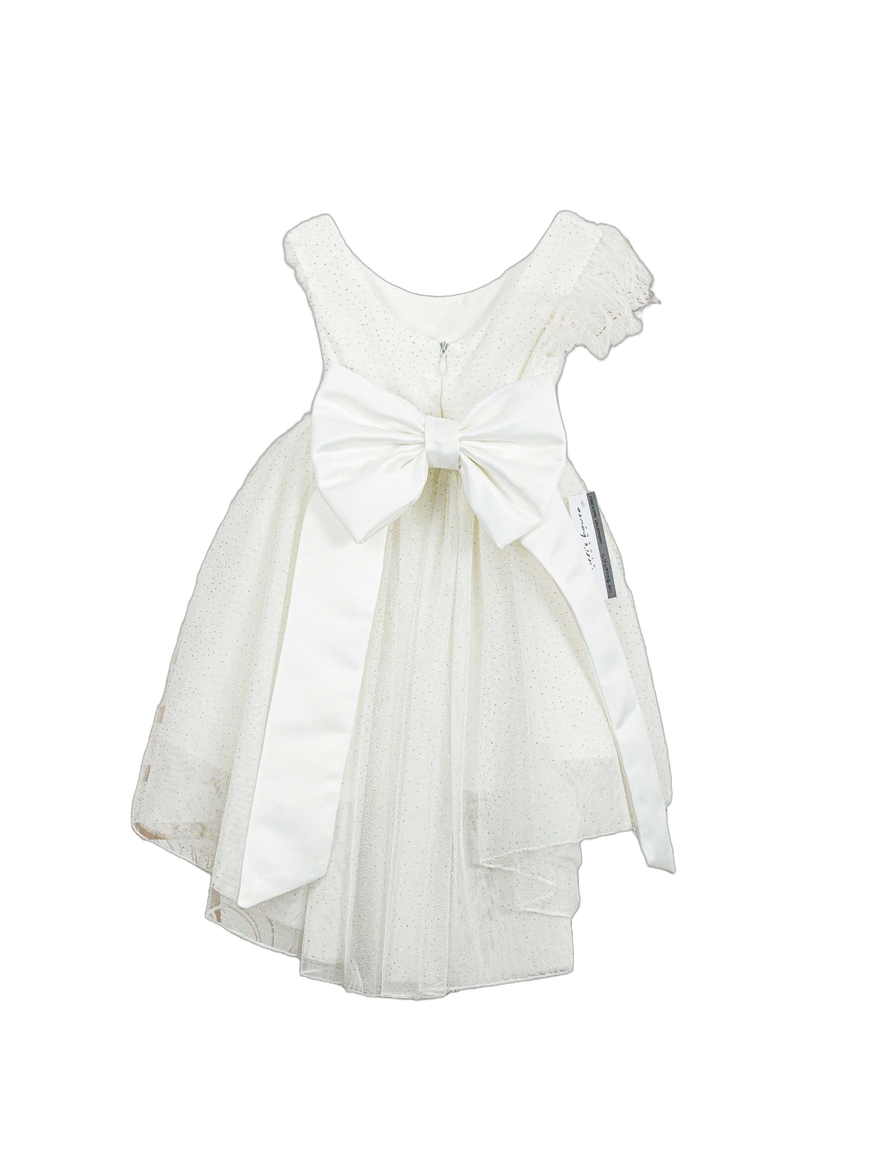 Βαπτιστικό Φόρεμα Glitter High-Low - Λευκό Αιθέριο - 2
