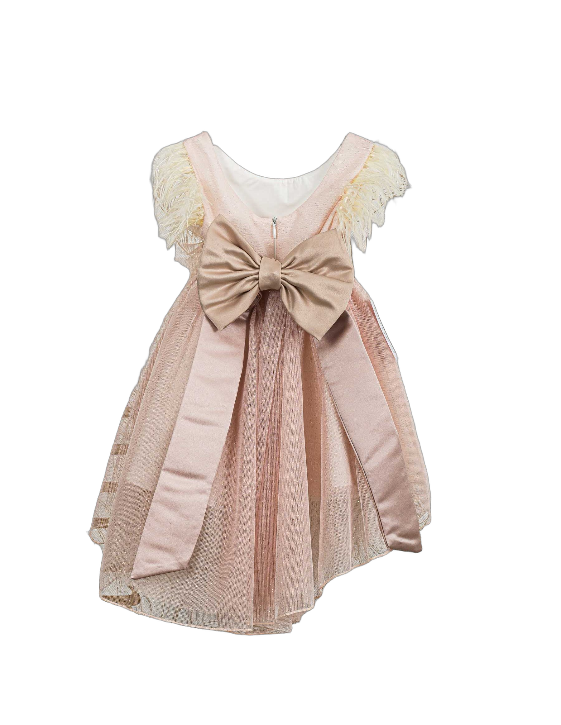 Βαπτιστικό Φόρεμα Πούπουλα High-Low - Ροζ Ρομαντικό - 2