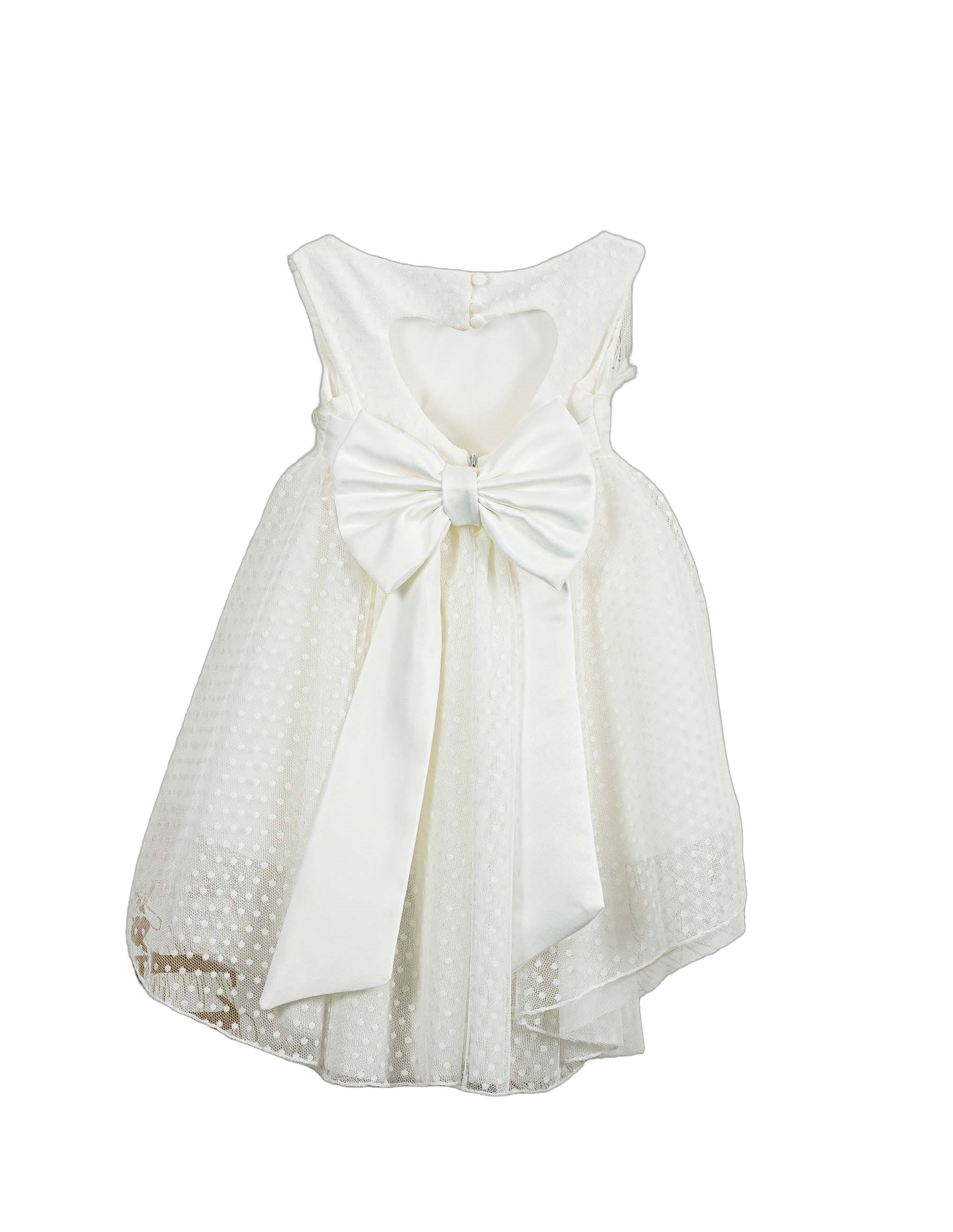 Βαπτιστικό Φόρεμα Πουά Ανάγλυφο - Λευκό Κομψό - 2