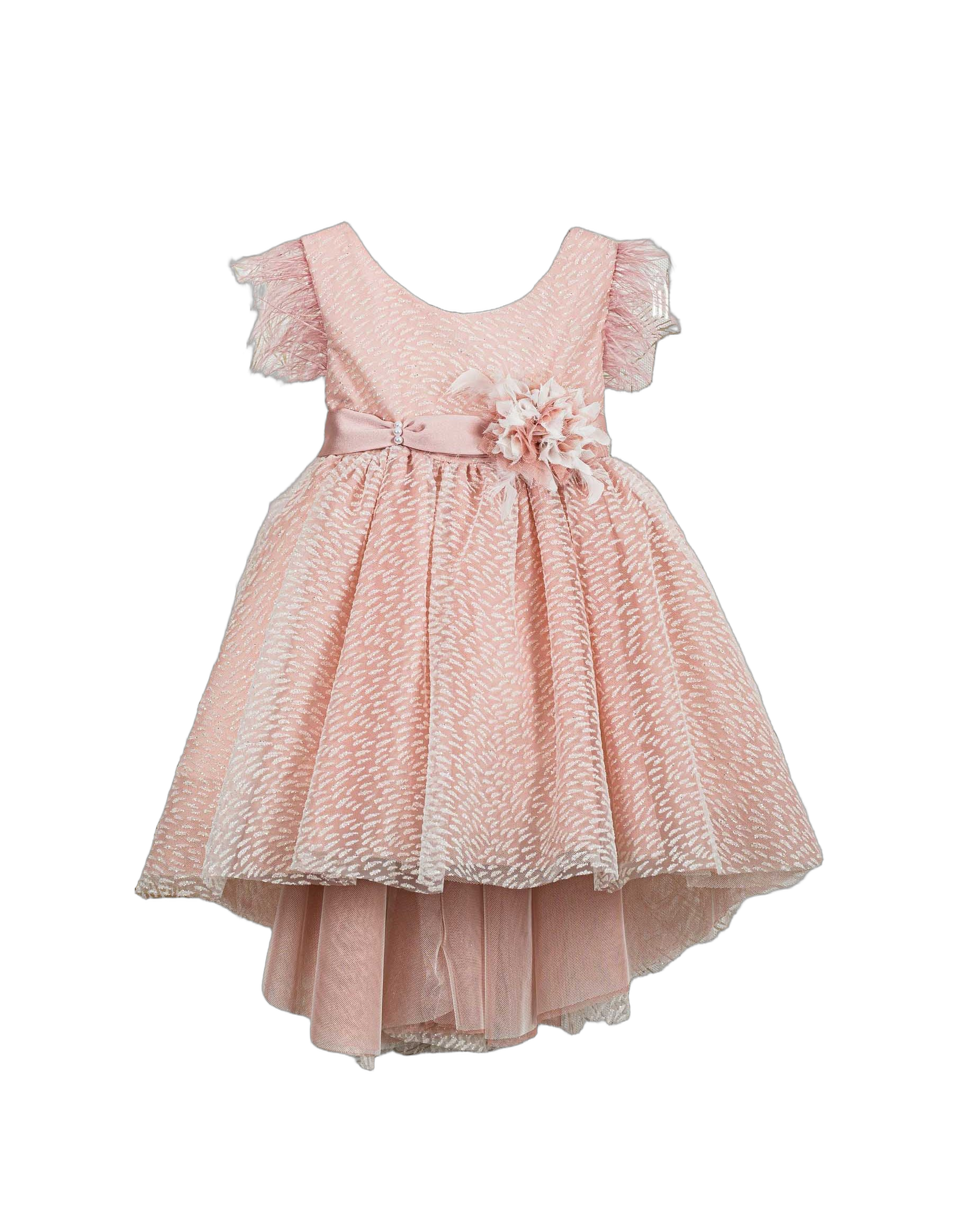 Βαπτιστικό Φόρεμα Πούπουλα Ανάγλυφο - Ροζ