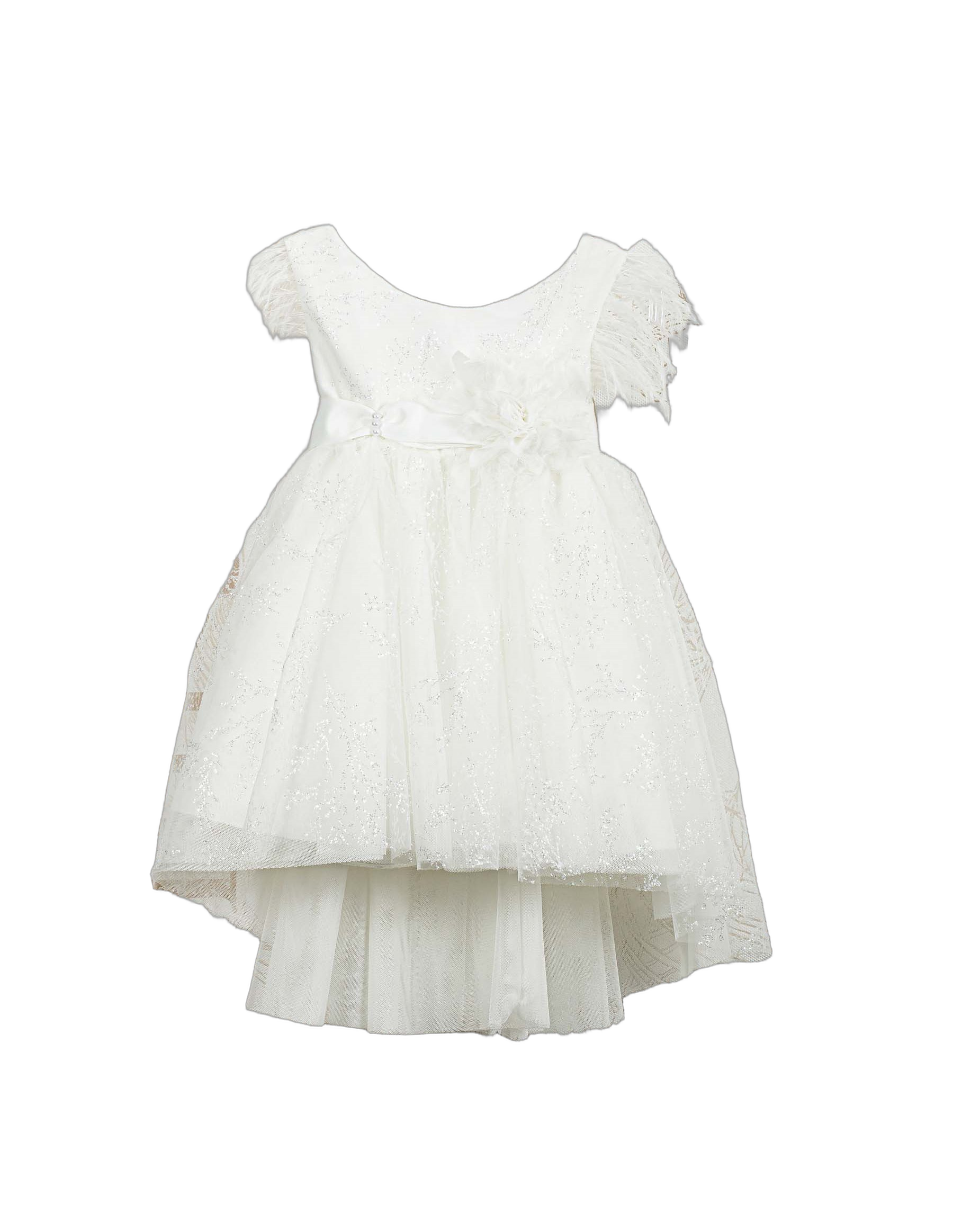 Βαπτιστικό Φόρεμα Glitter High-Low - Λευκό