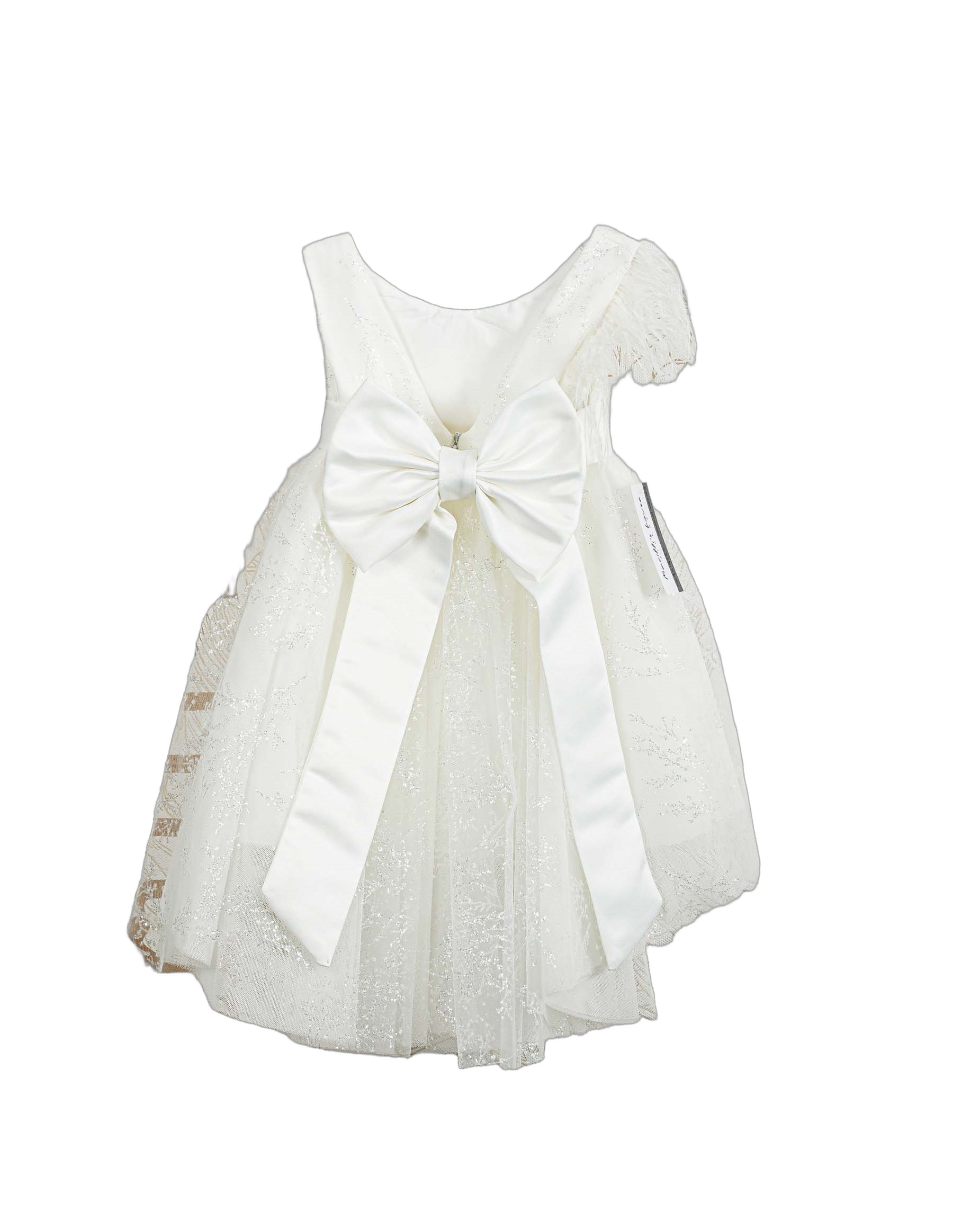 Βαπτιστικό Φόρεμα Glitter High-Low - Λευκό - 2