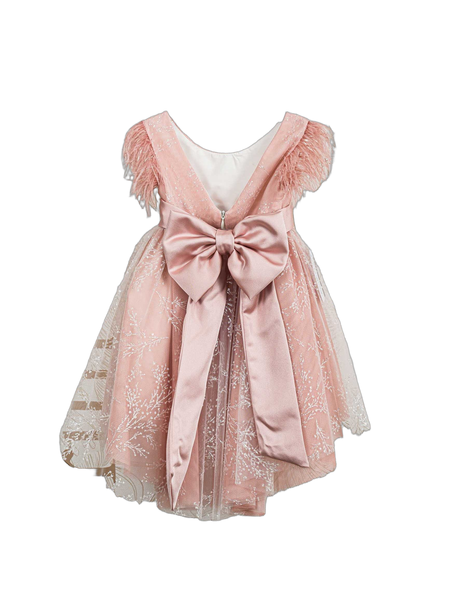 Βαπτιστικό Φόρεμα Πούπουλα Glitter - Ροζ - 2