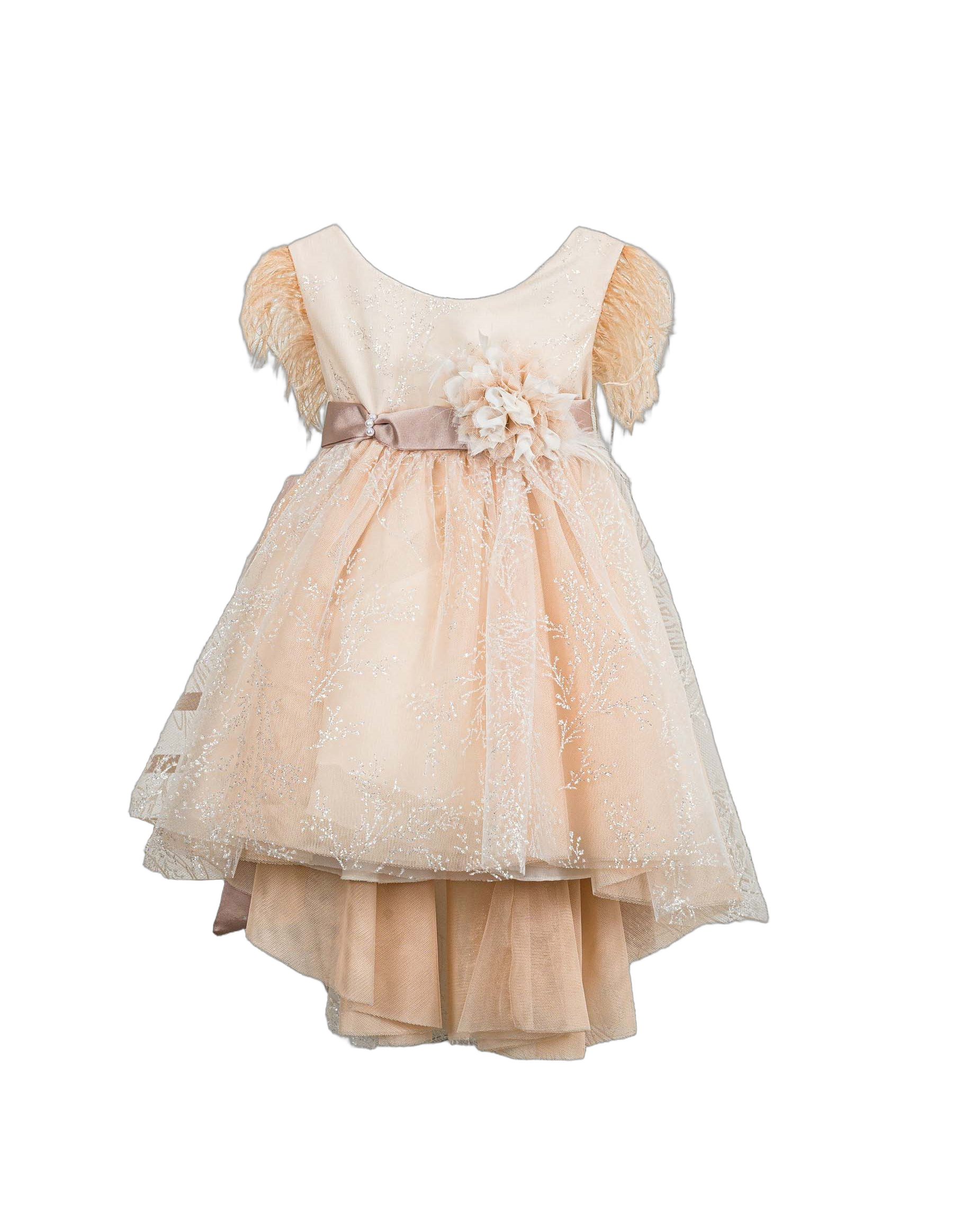 Βαπτιστικό Φόρεμα Πούπουλα Glitter - Σομόν