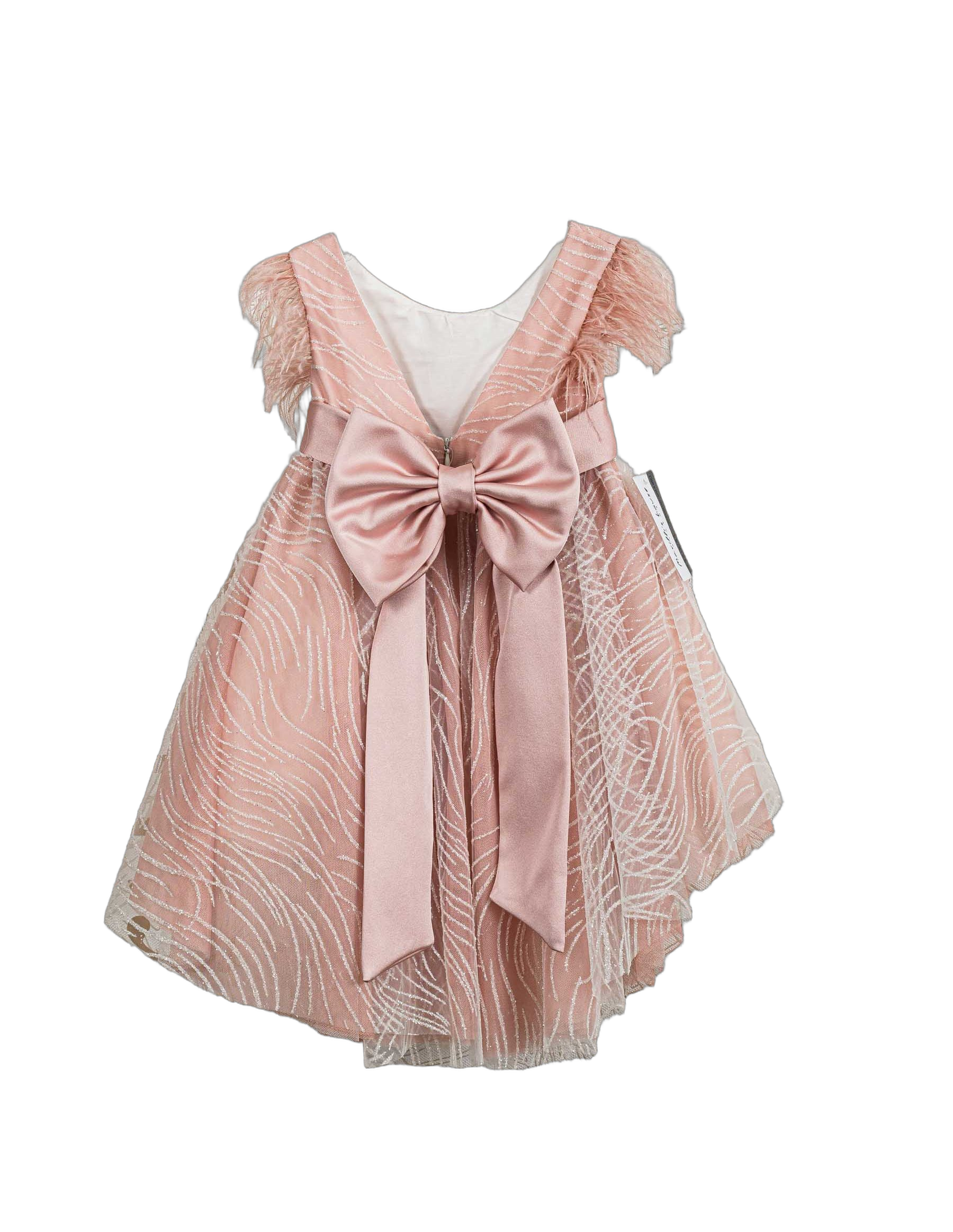Βαπτιστικό Φόρεμα Πούπουλα High-Low - Ροζ - 2
